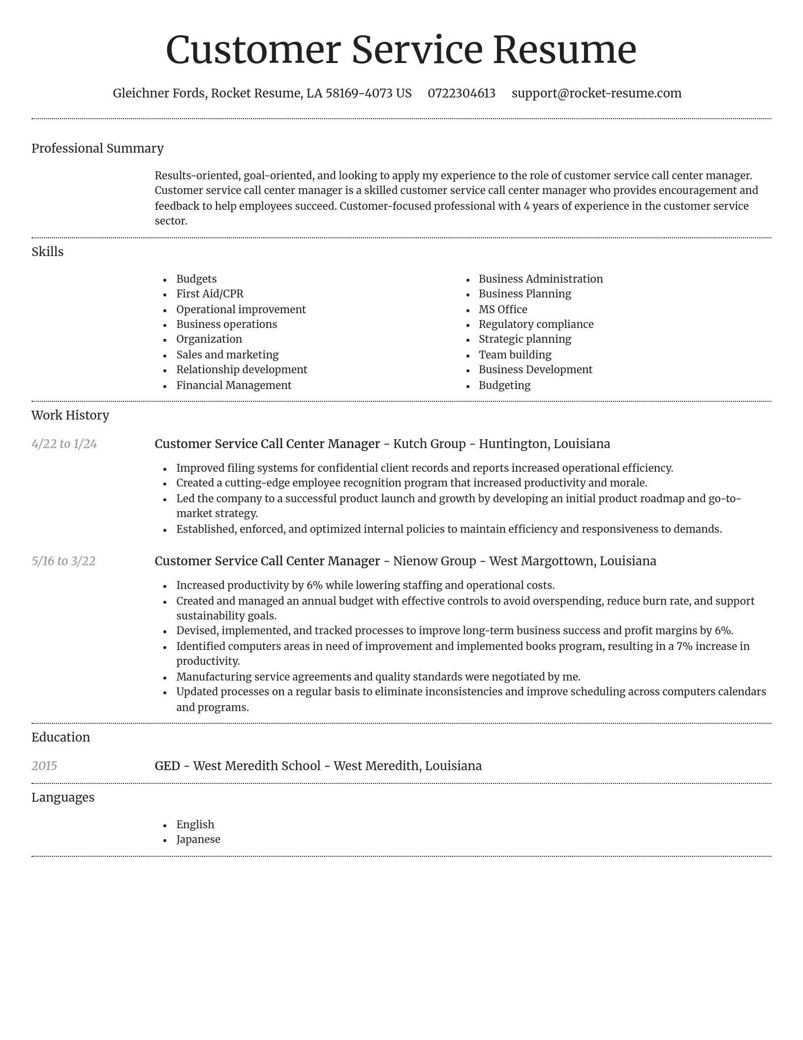 Dignified resume template
