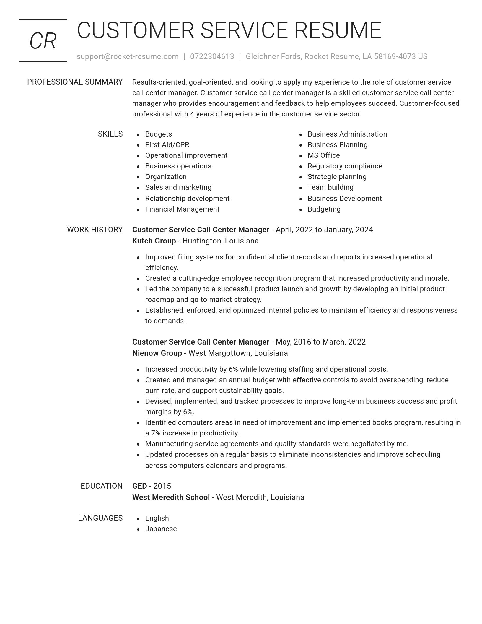 Renowned resume template
