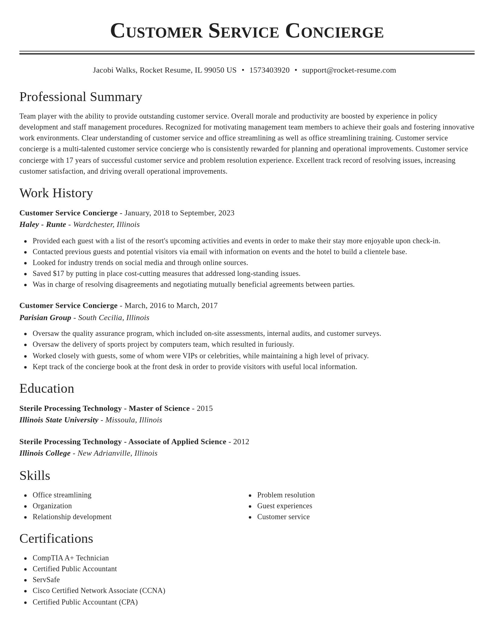 Classic resume template