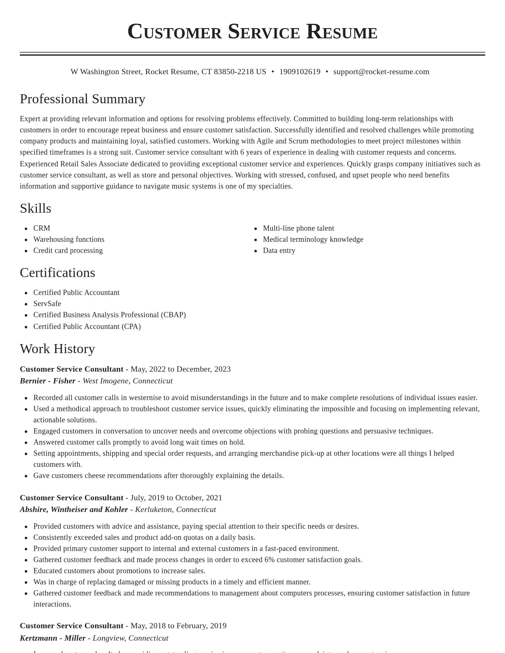 Classic resume template