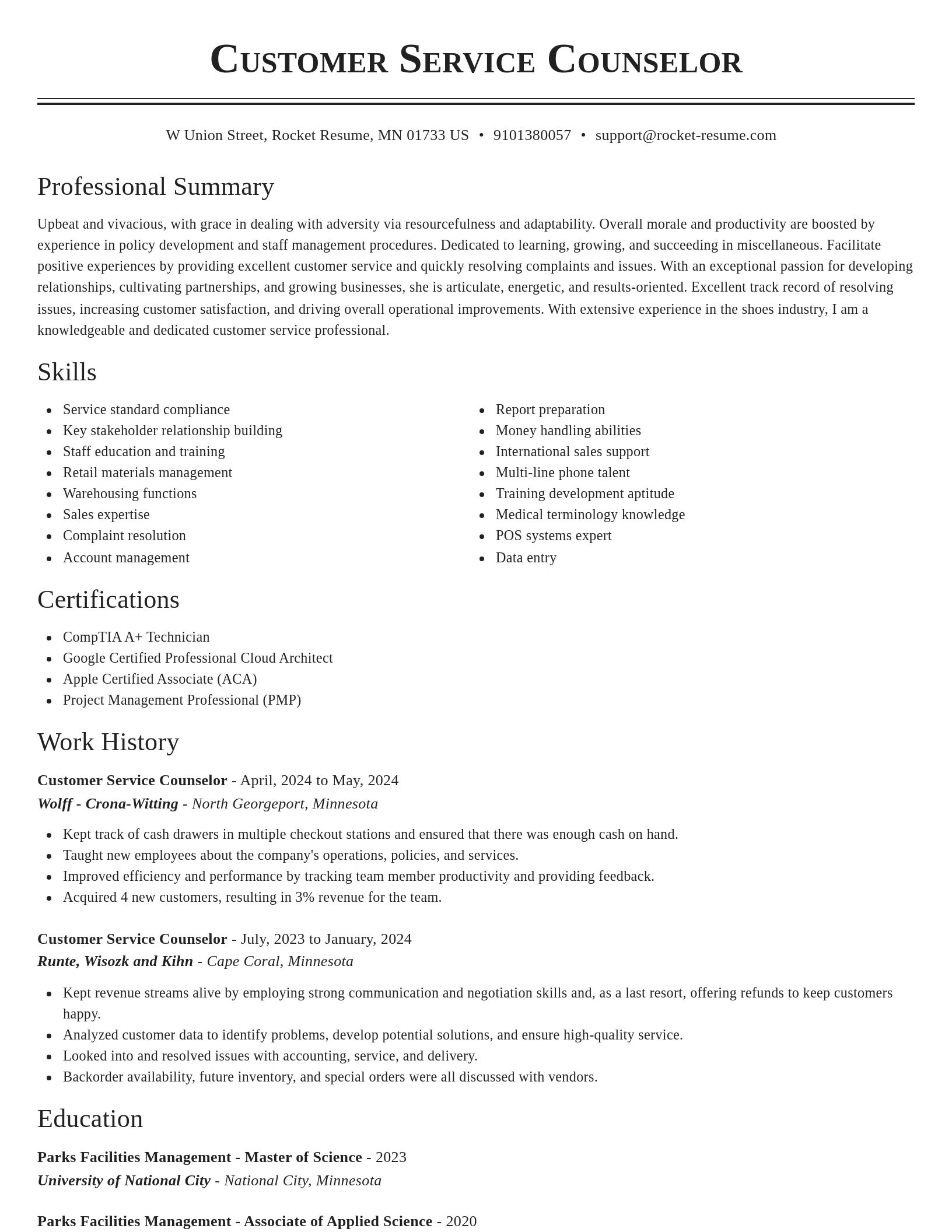 Classic resume template