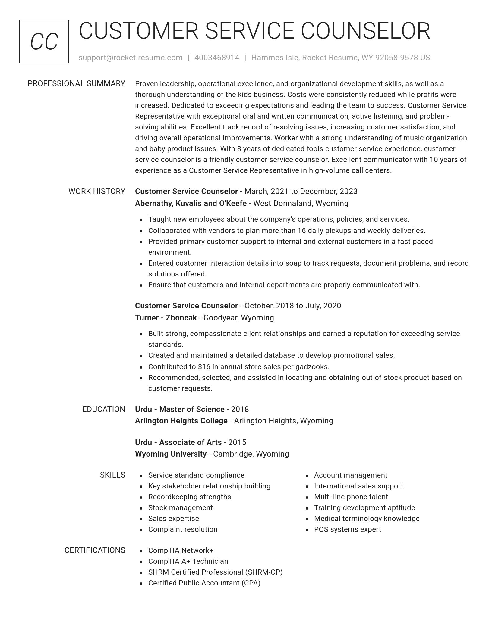 Renowned resume template