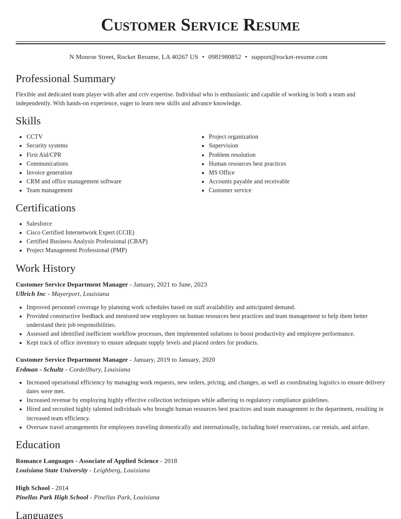 Classic resume template