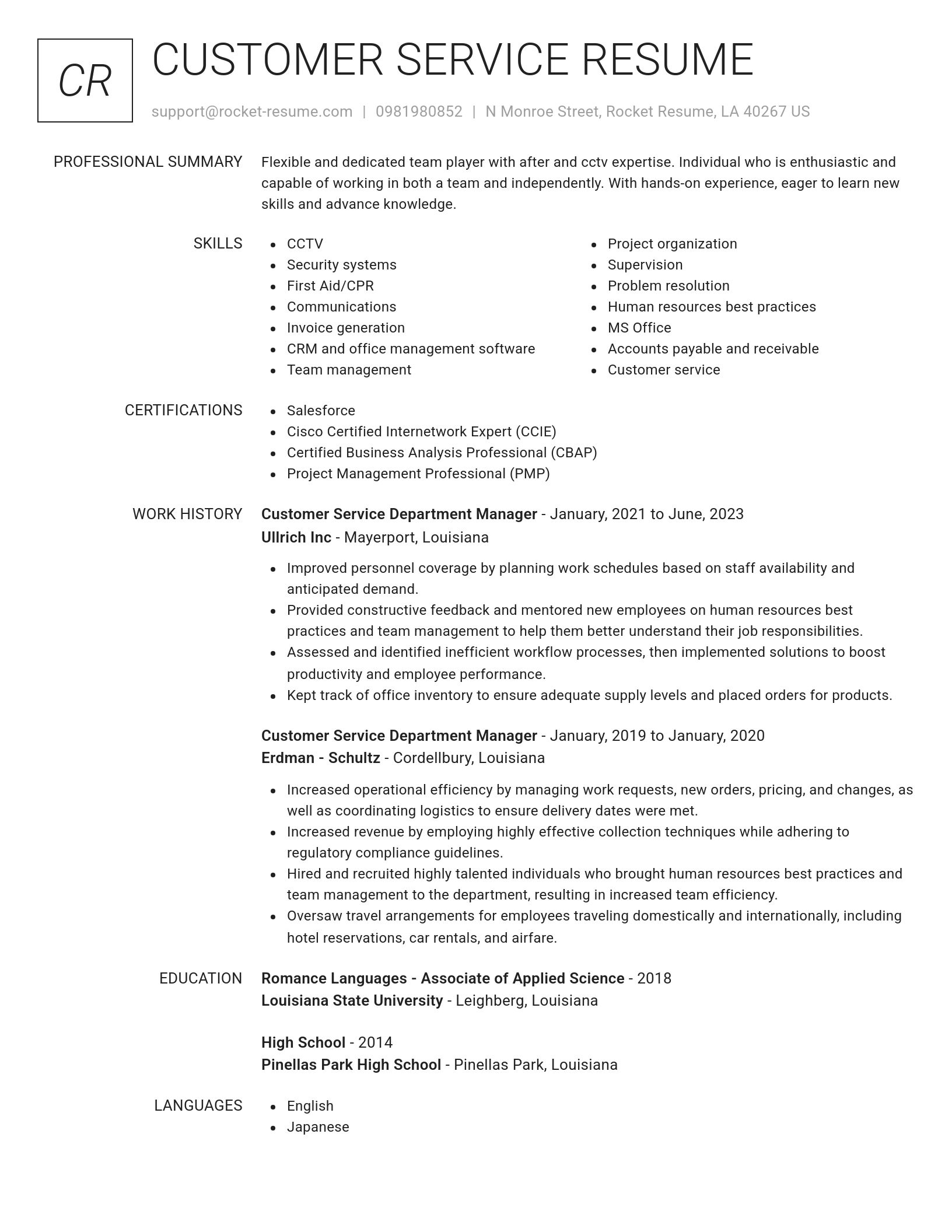 Renowned resume template