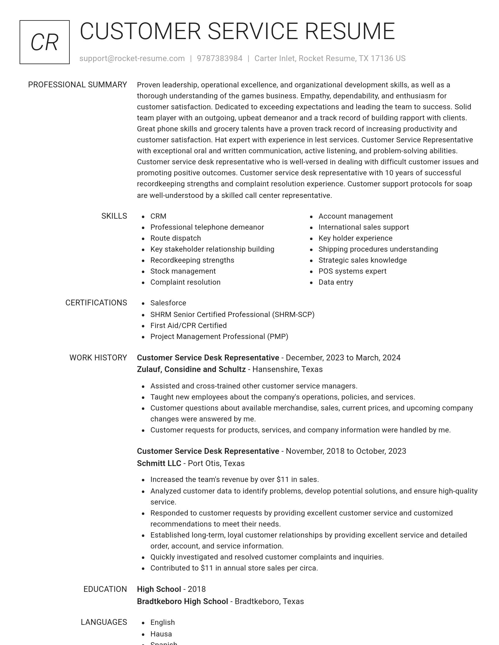 Renowned resume template