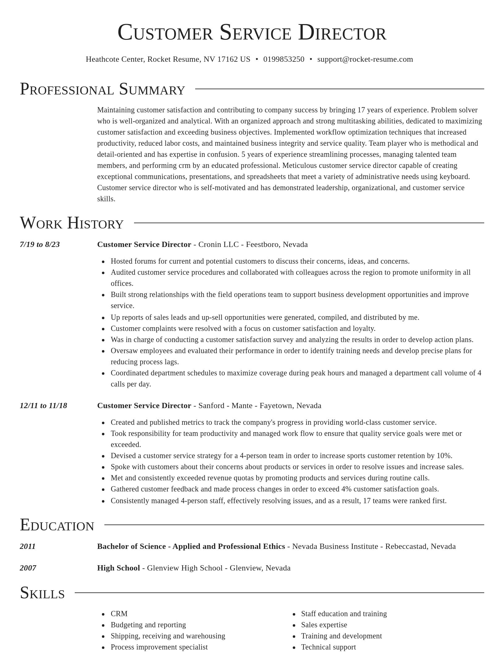 Director resume template