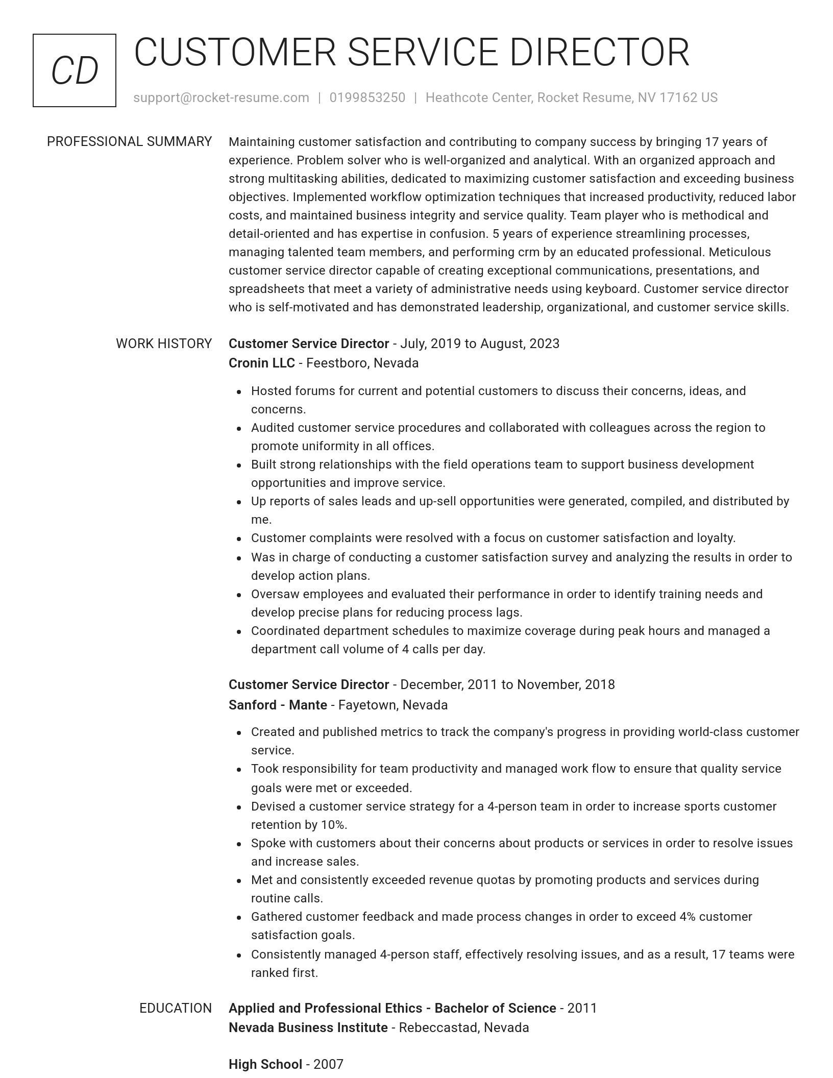 Renowned resume template