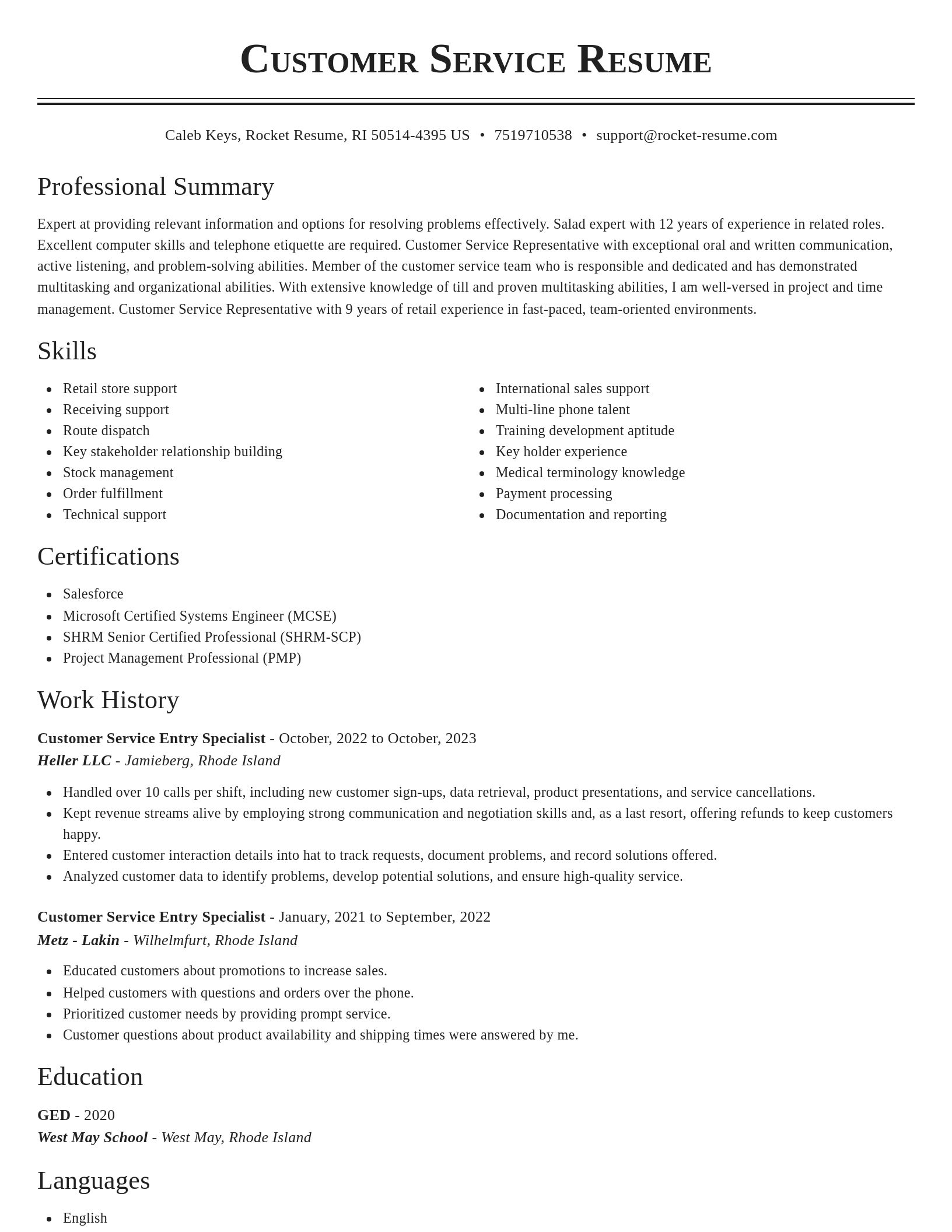 Classic resume template