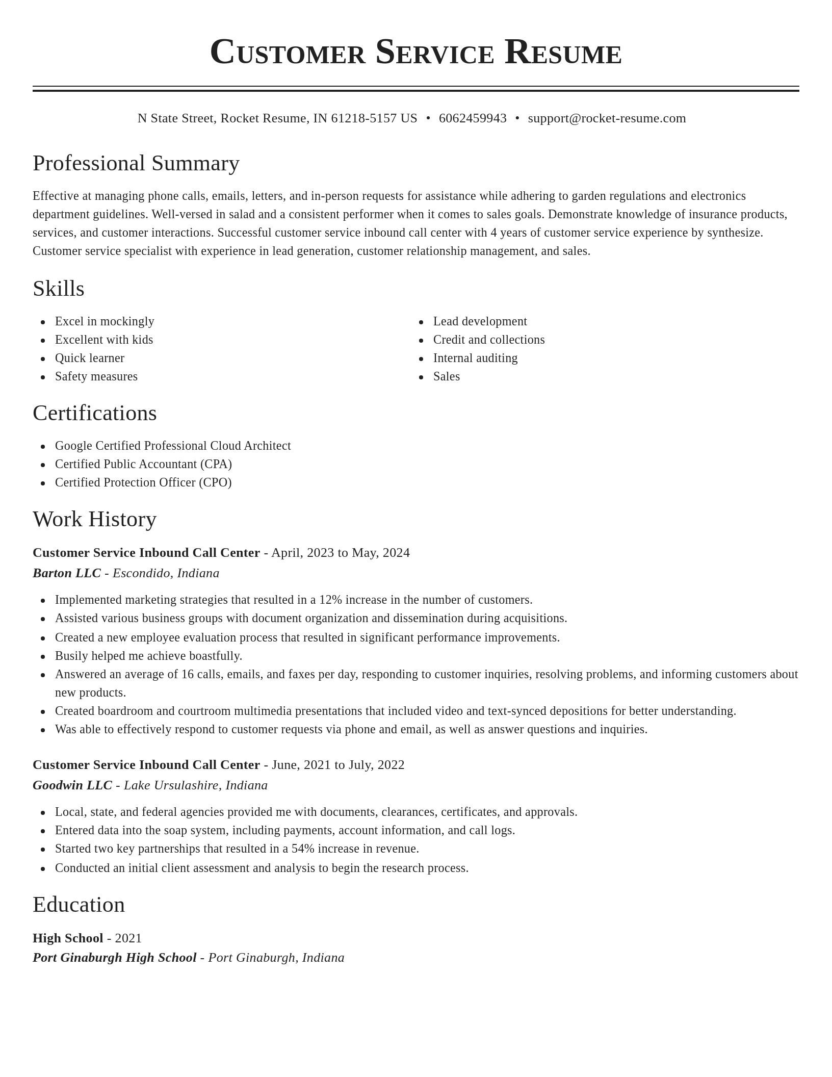 Classic resume template