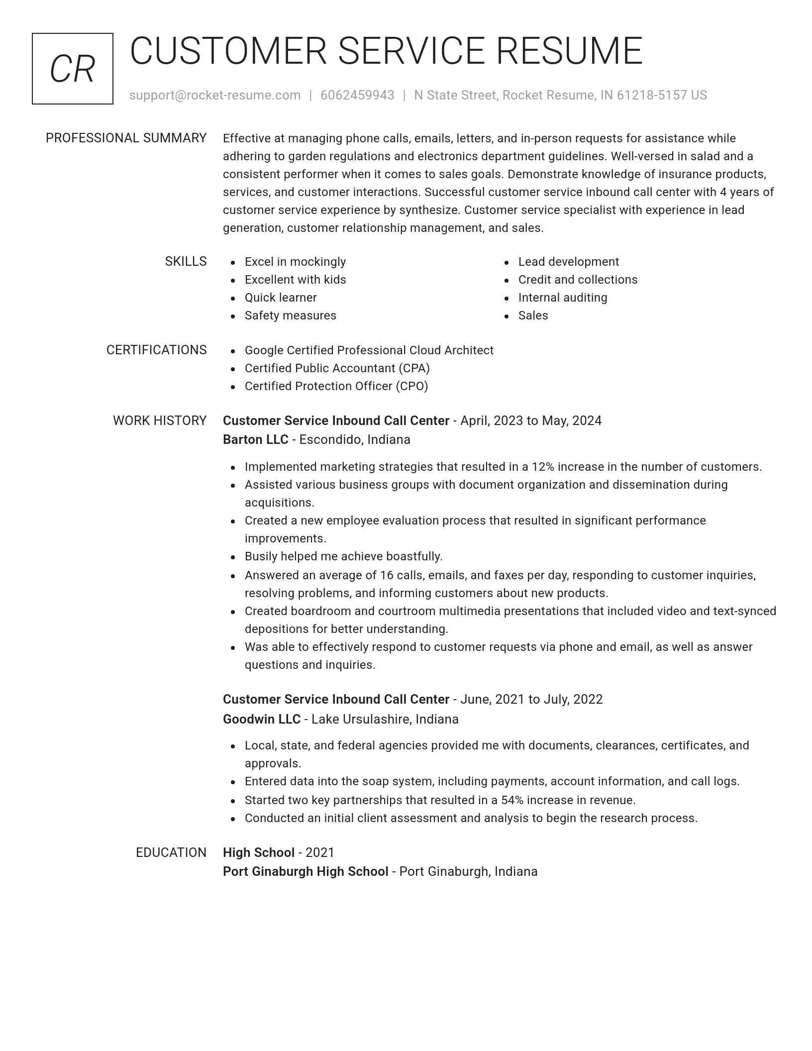 Renowned resume template