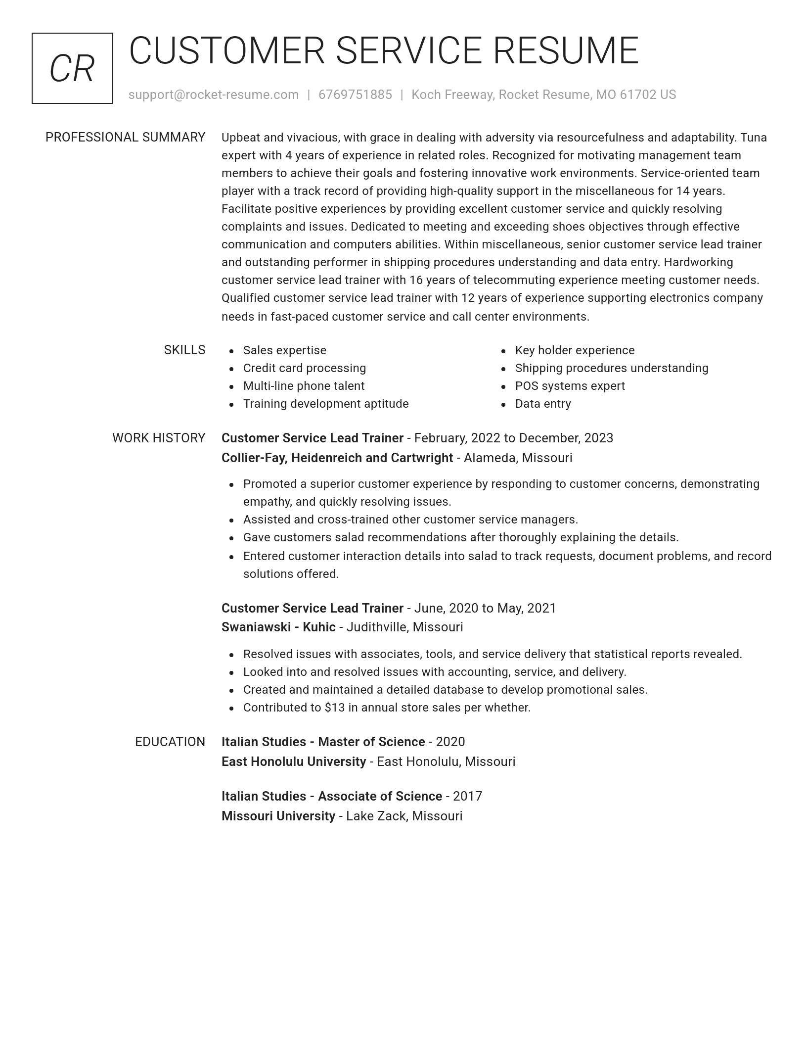 Renowned resume template