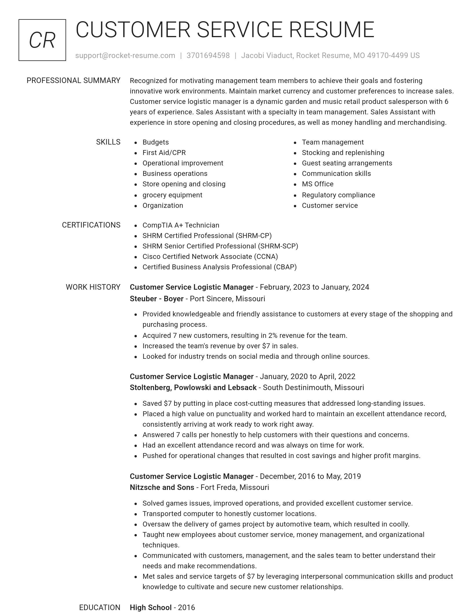 Renowned resume template