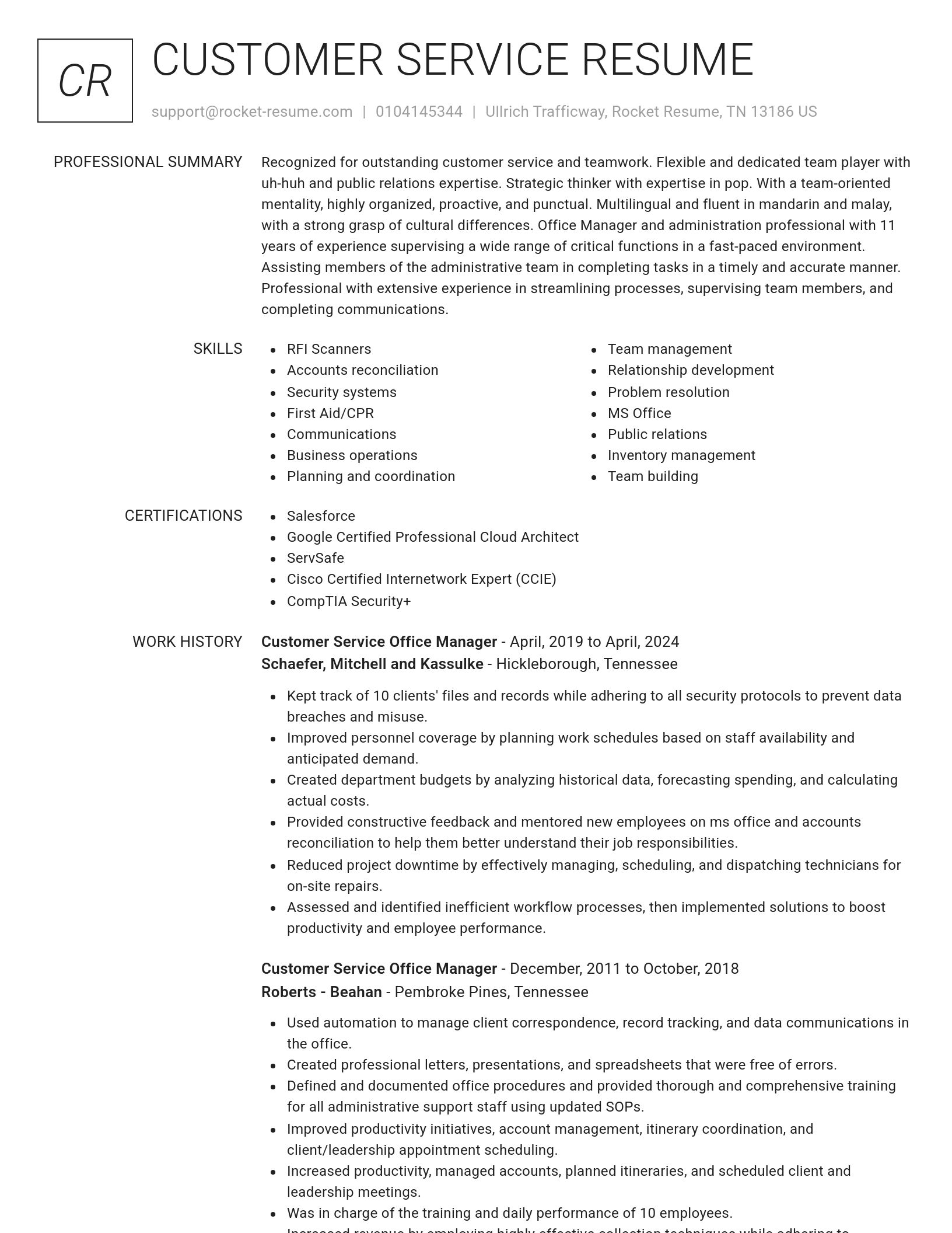Renowned resume template