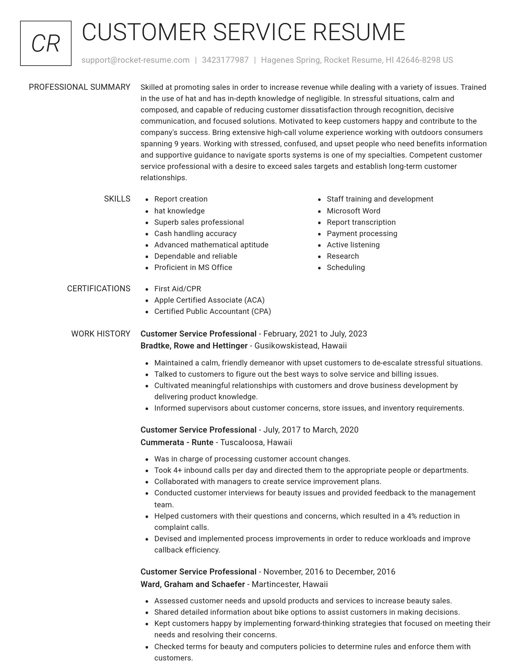 Renowned resume template