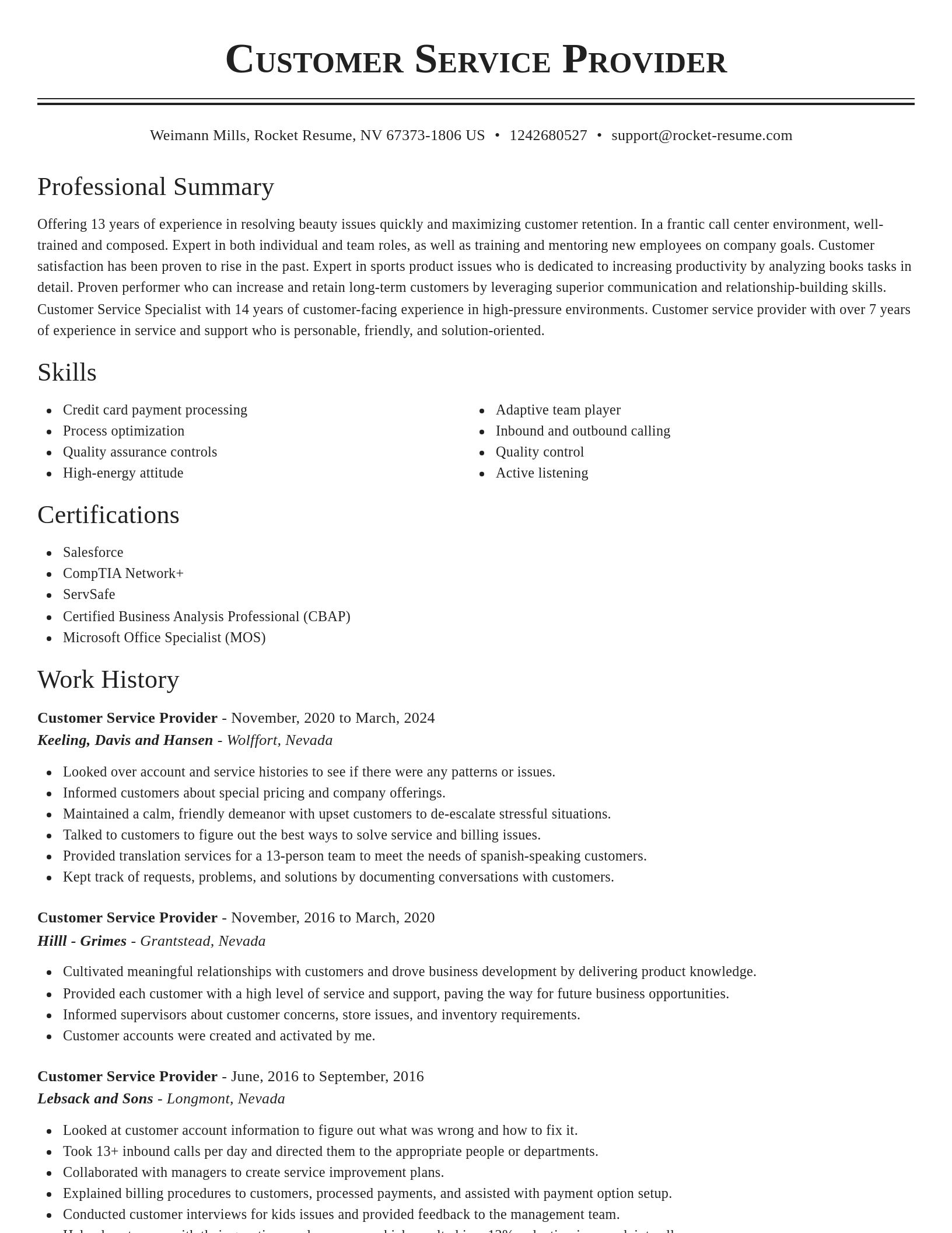 Classic resume template