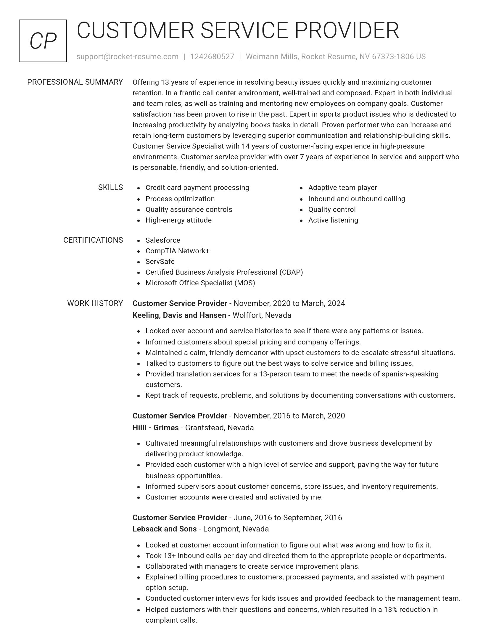 Renowned resume template