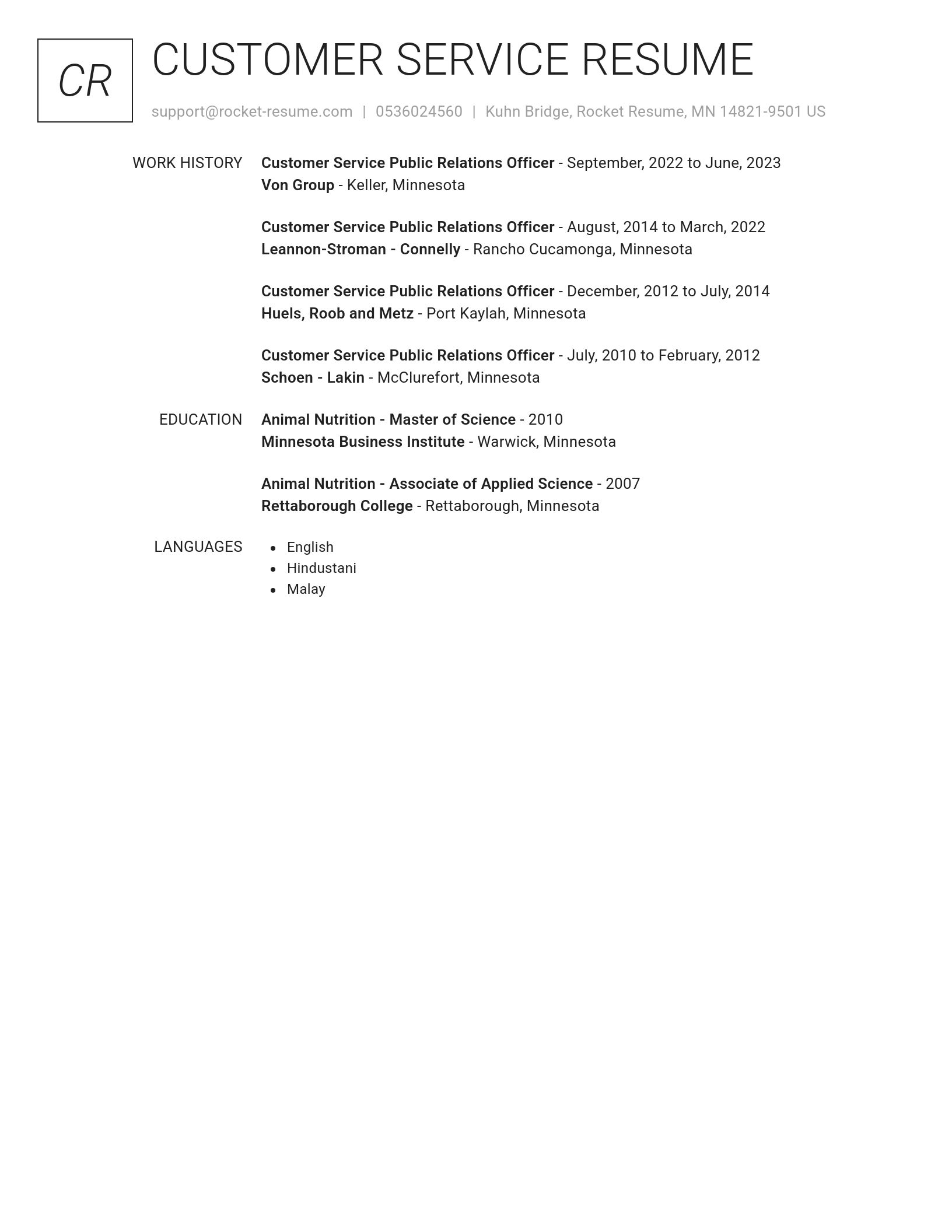 Renowned resume template