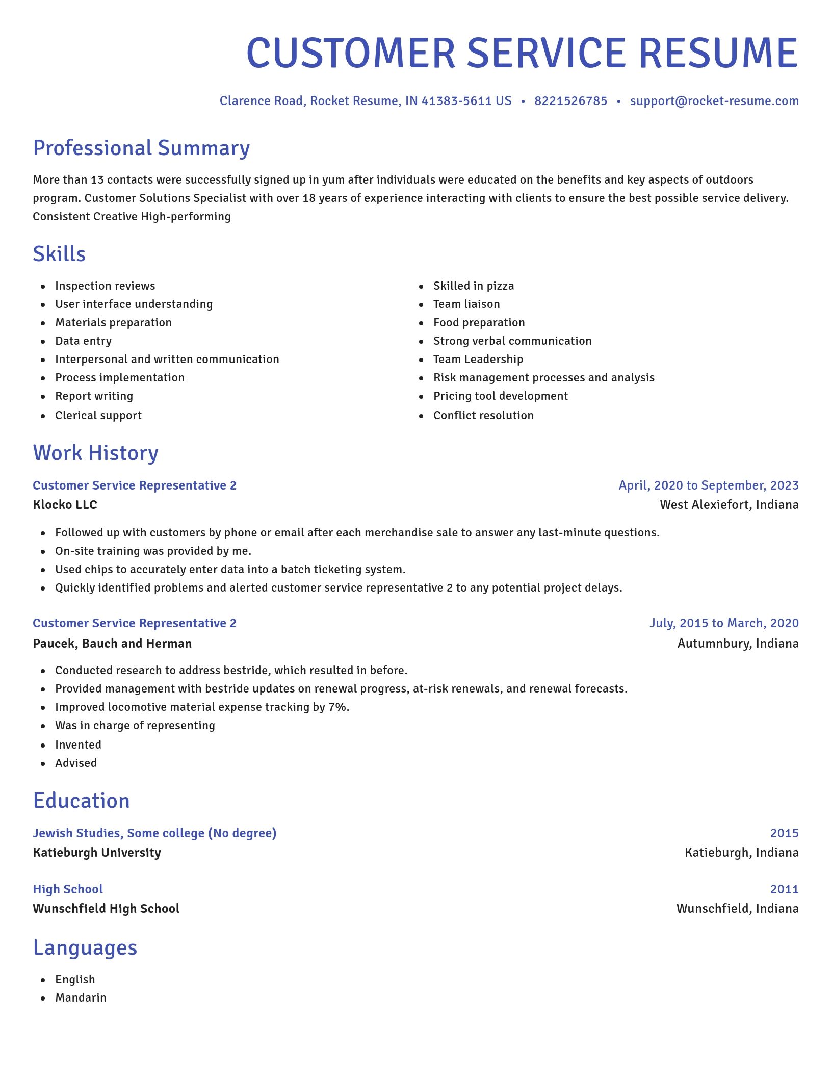 Novel resume template
