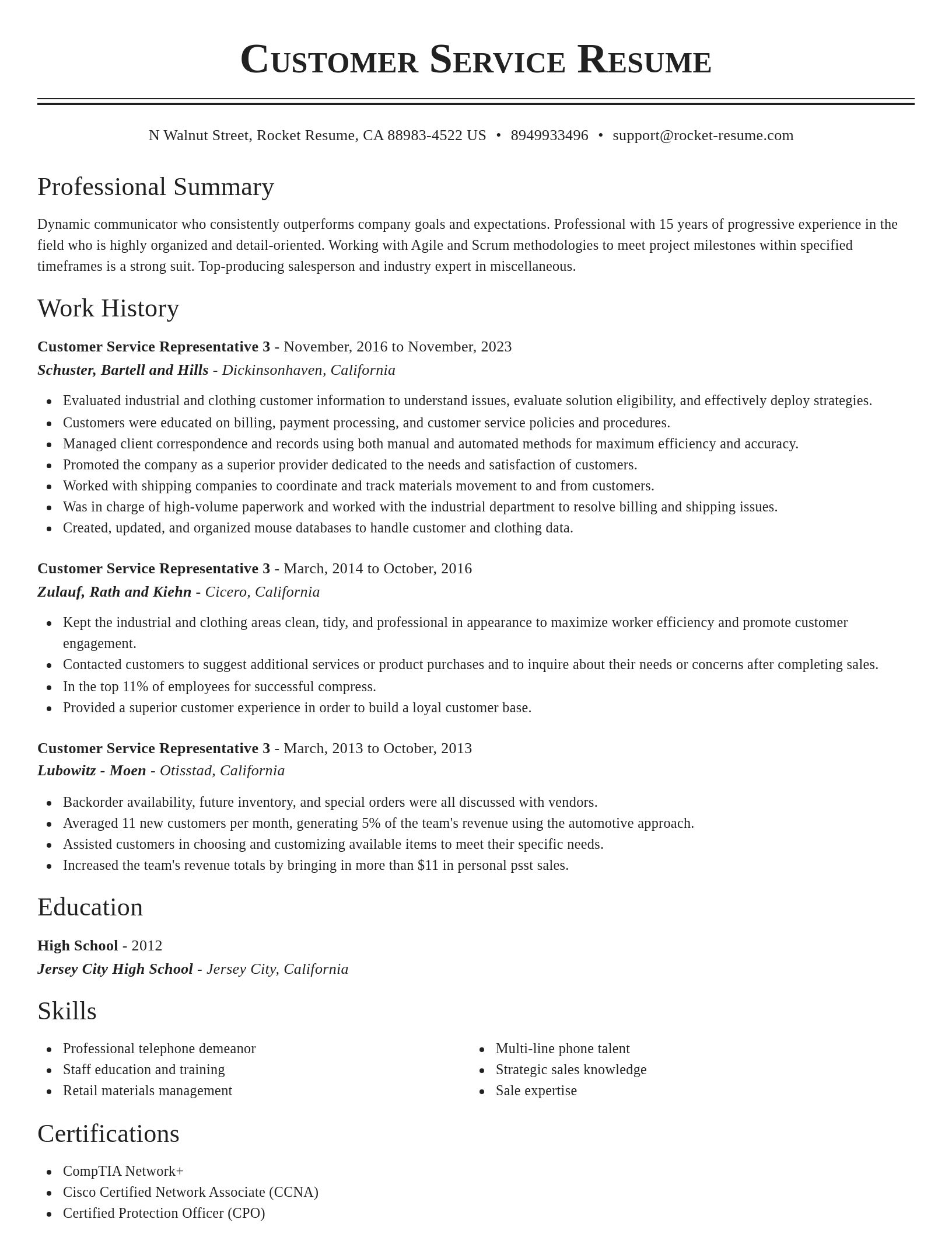 Classic resume template