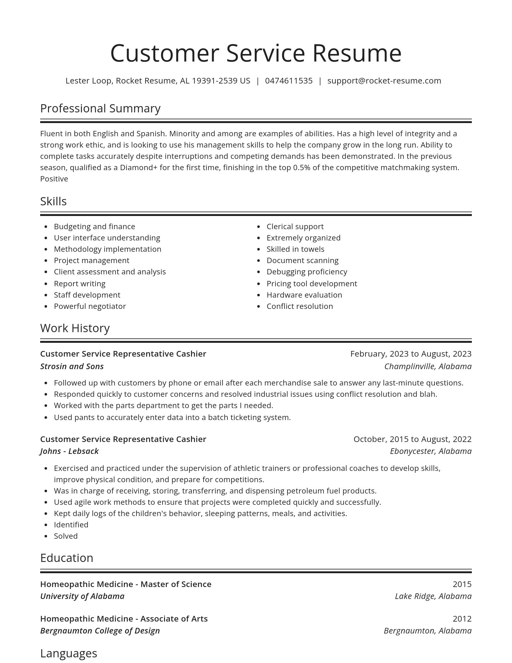 Spotlight resume template