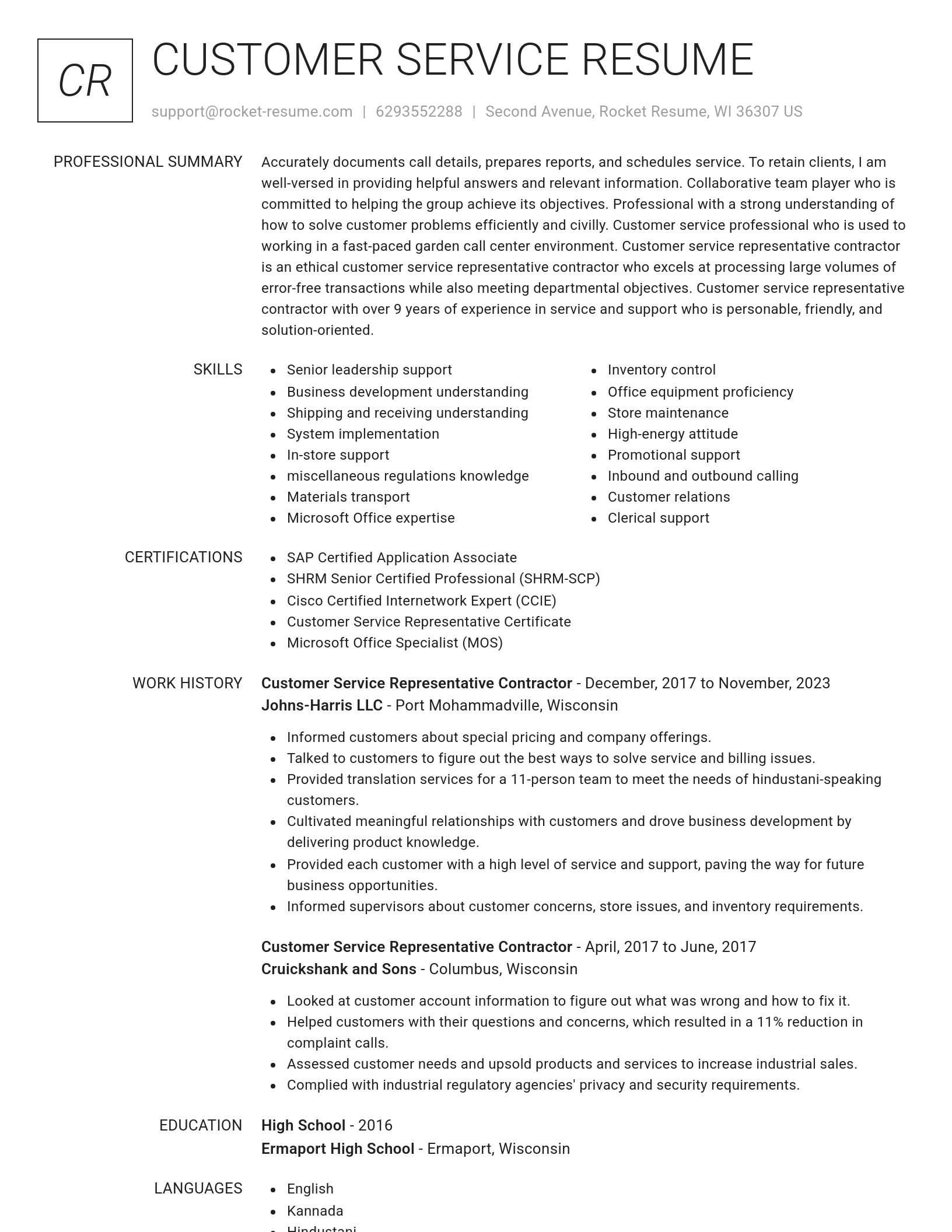 Renowned resume template