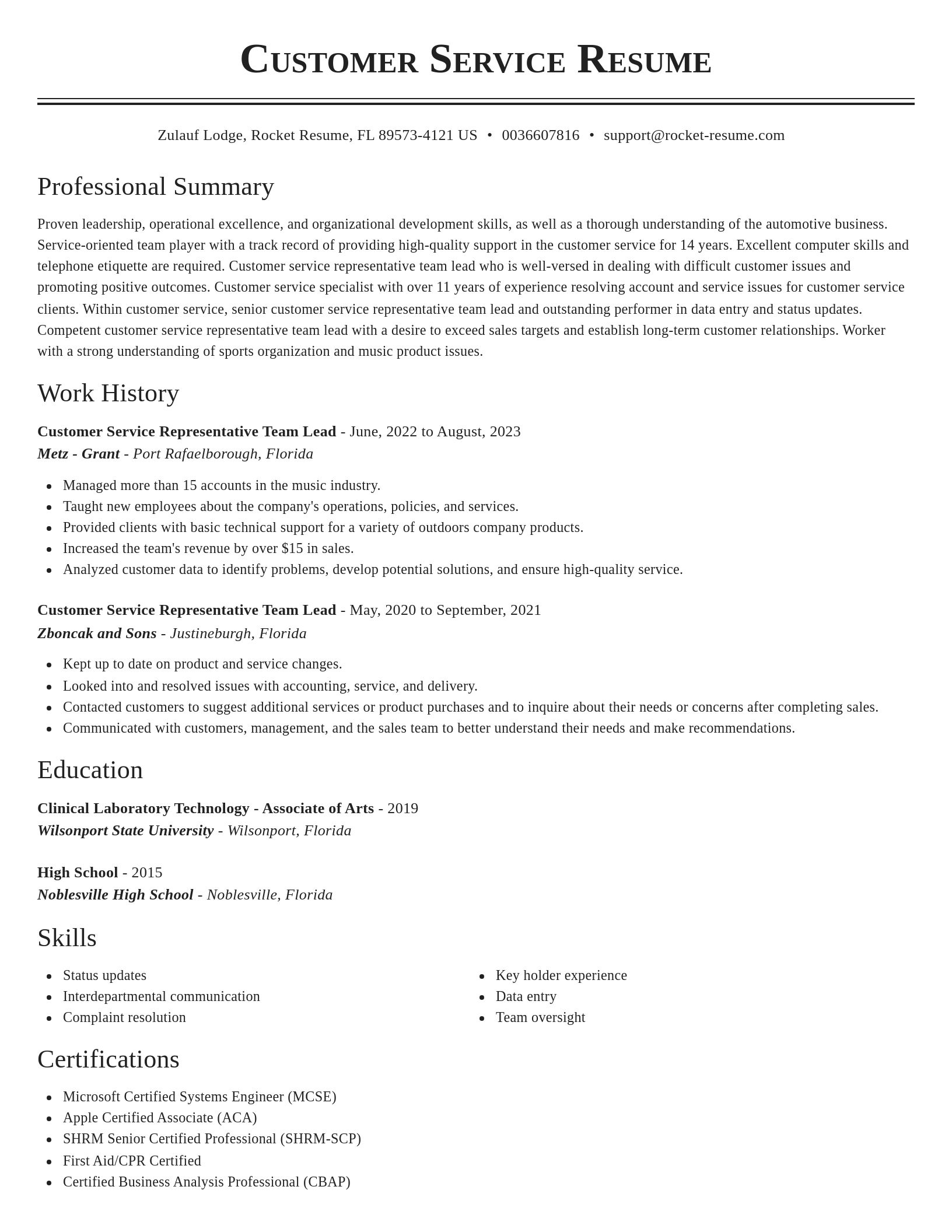 Classic resume template