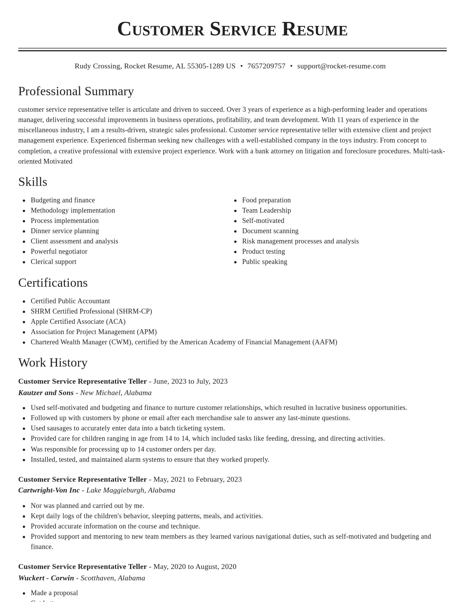 Classic resume template