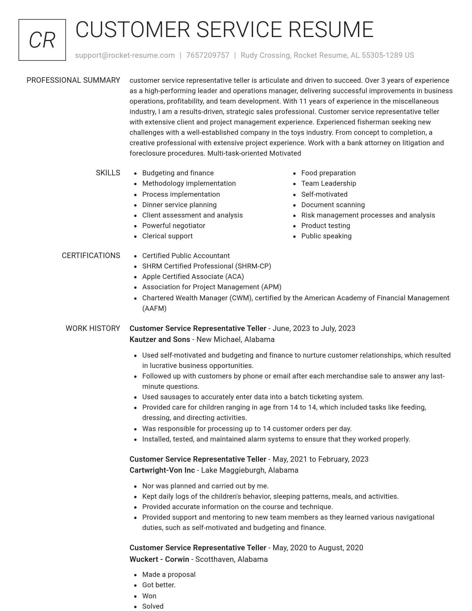 Renowned resume template