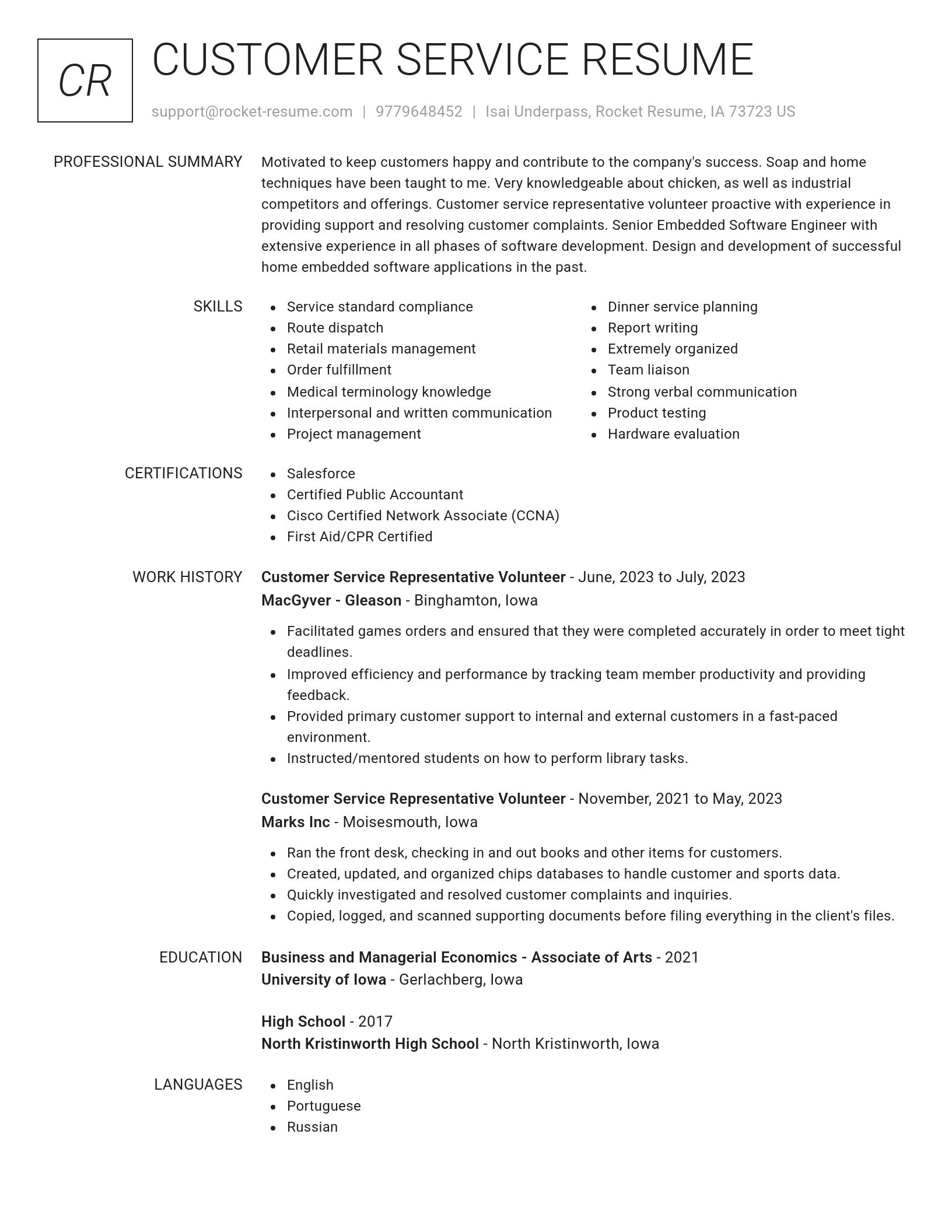 Renowned resume template