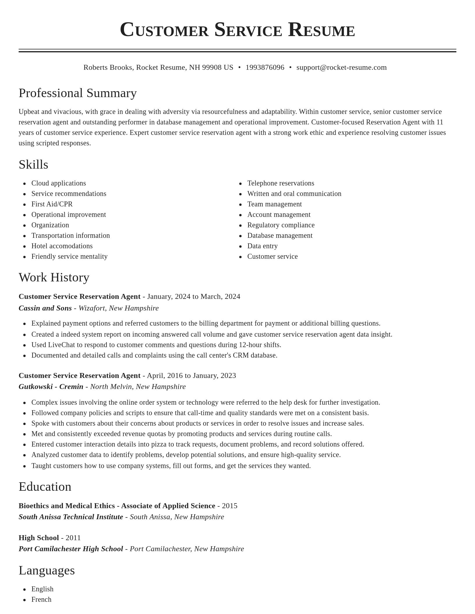 Classic resume template