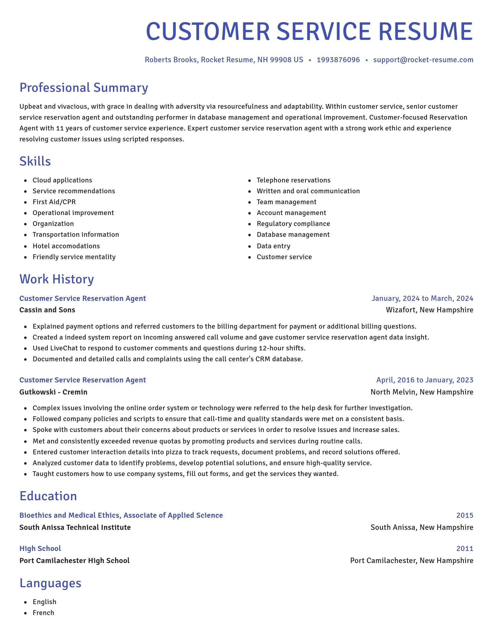 Novel resume template