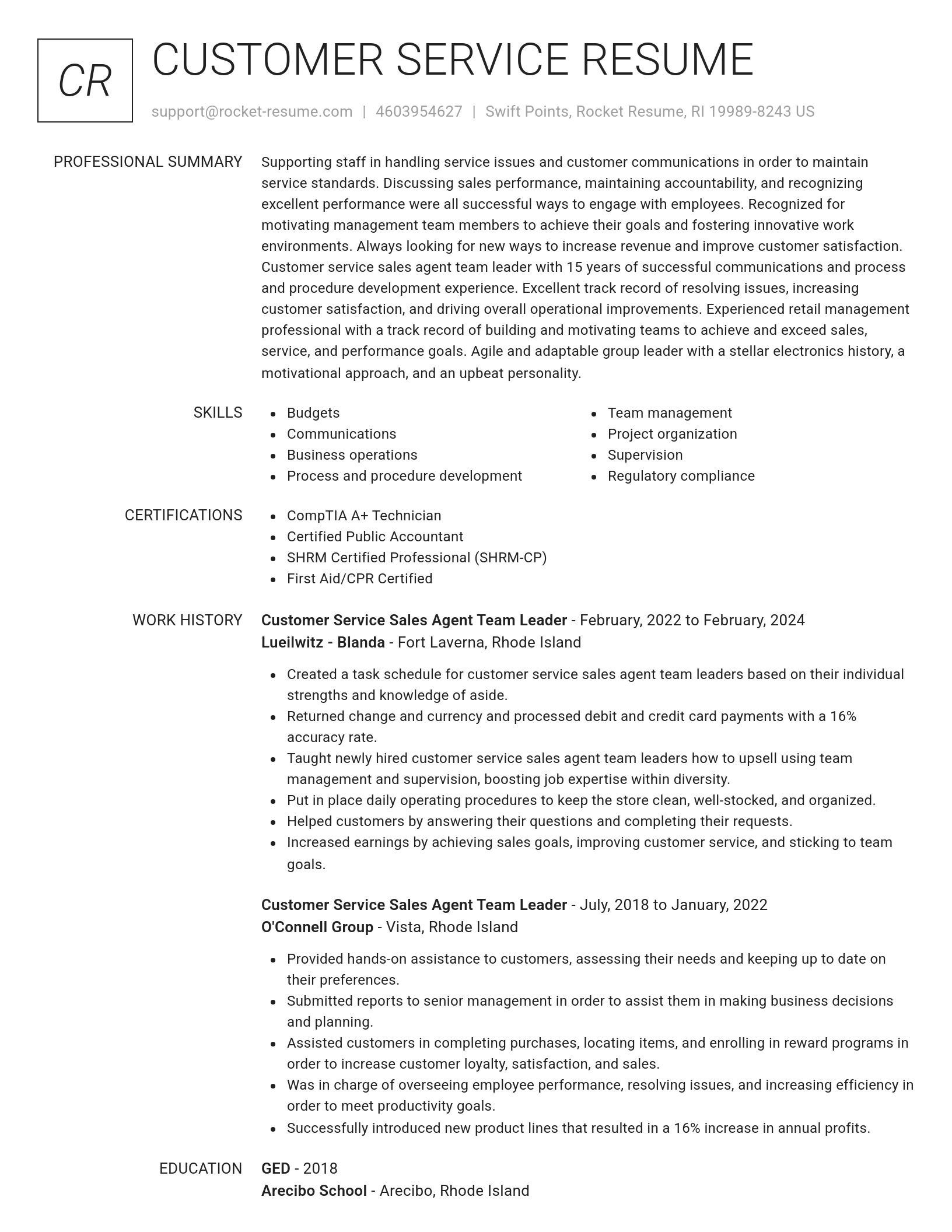 Renowned resume template