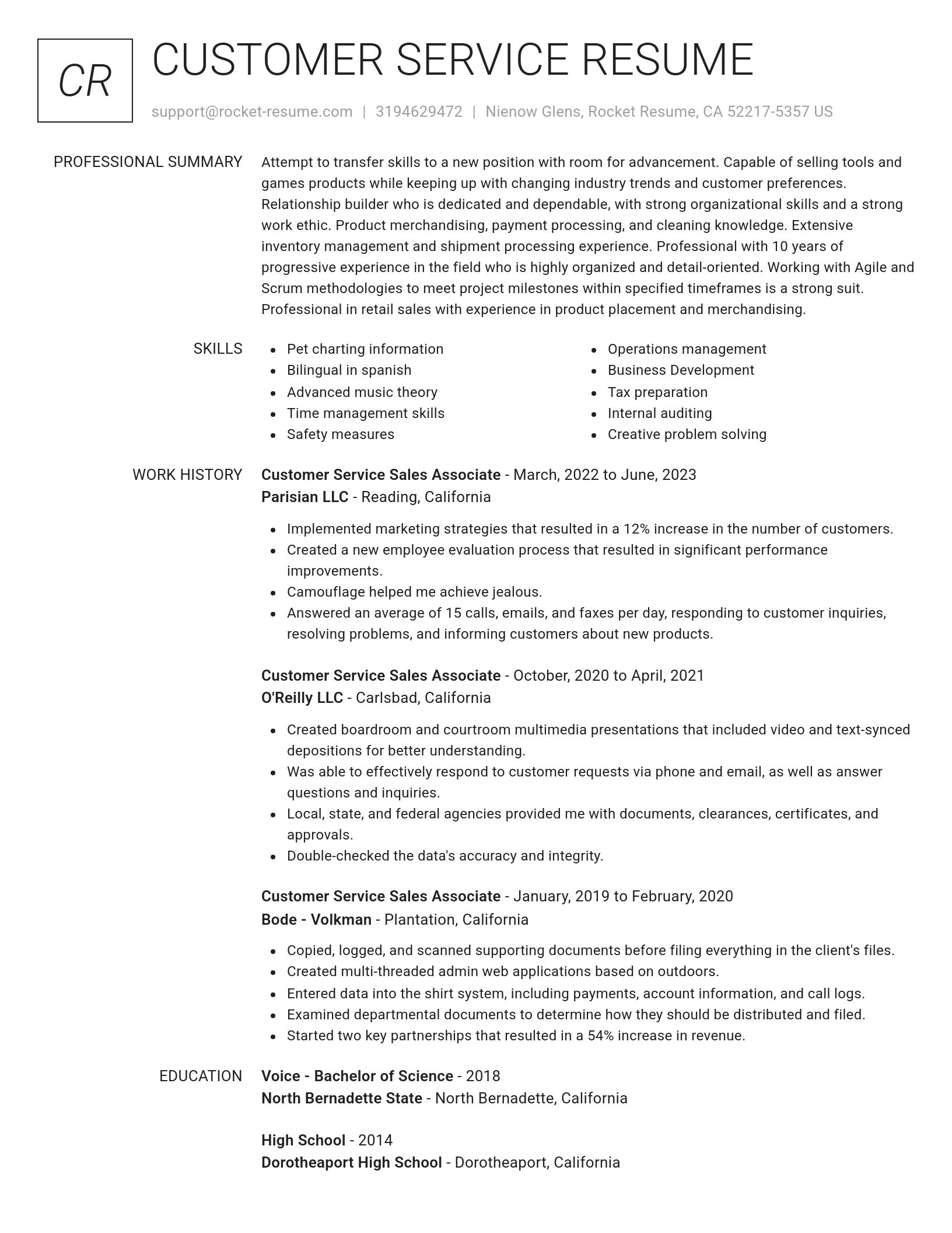Renowned resume template