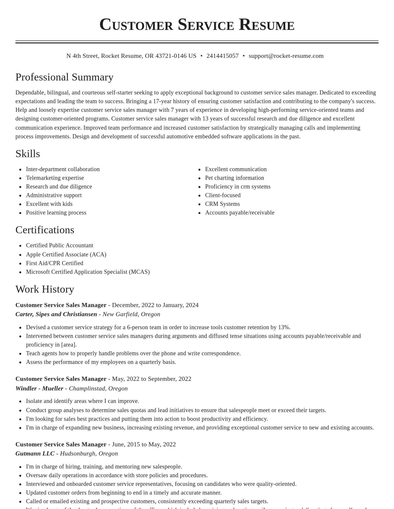 Classic resume template