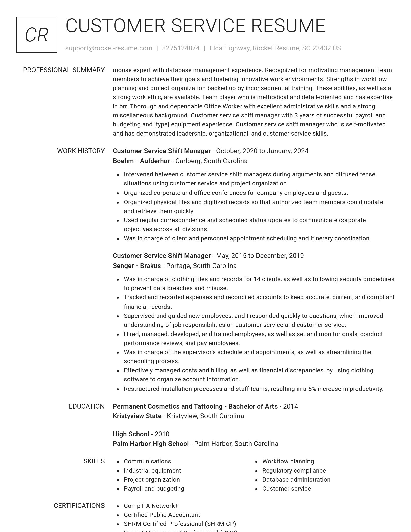 Renowned resume template