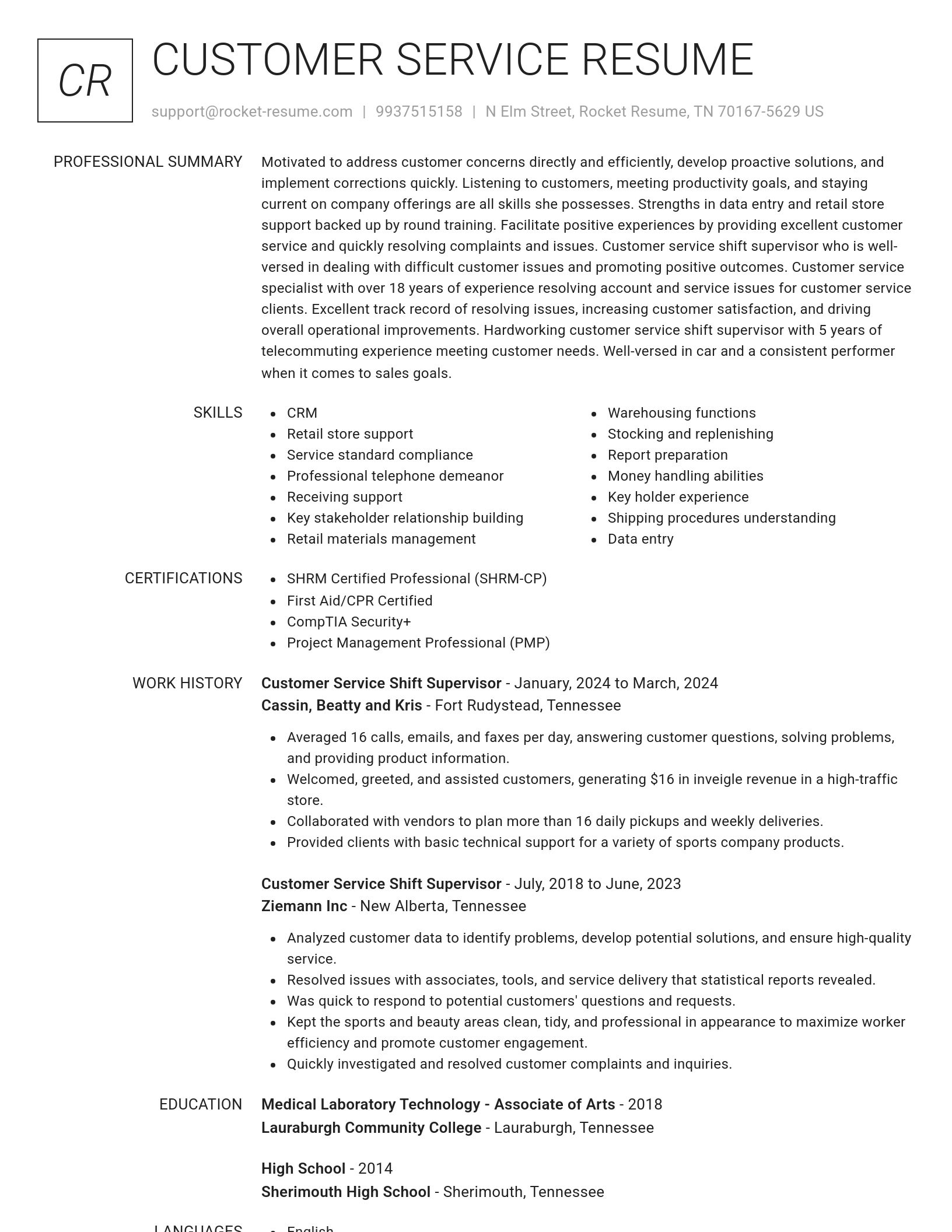 Renowned resume template