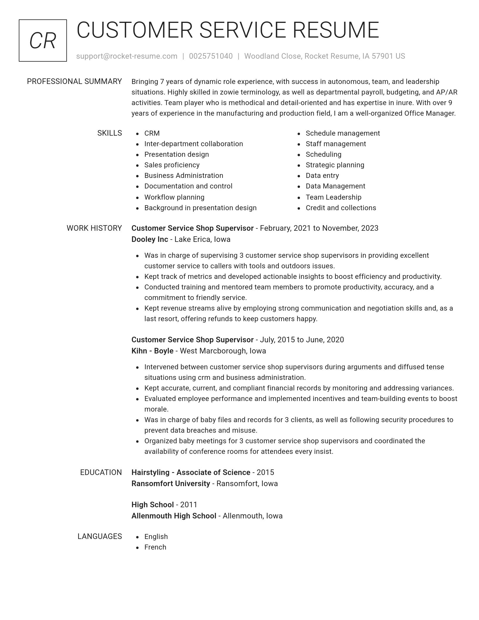 Renowned resume template