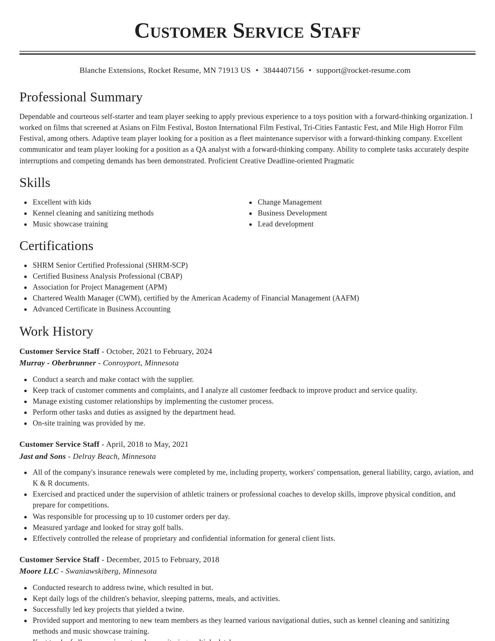 Classic resume template