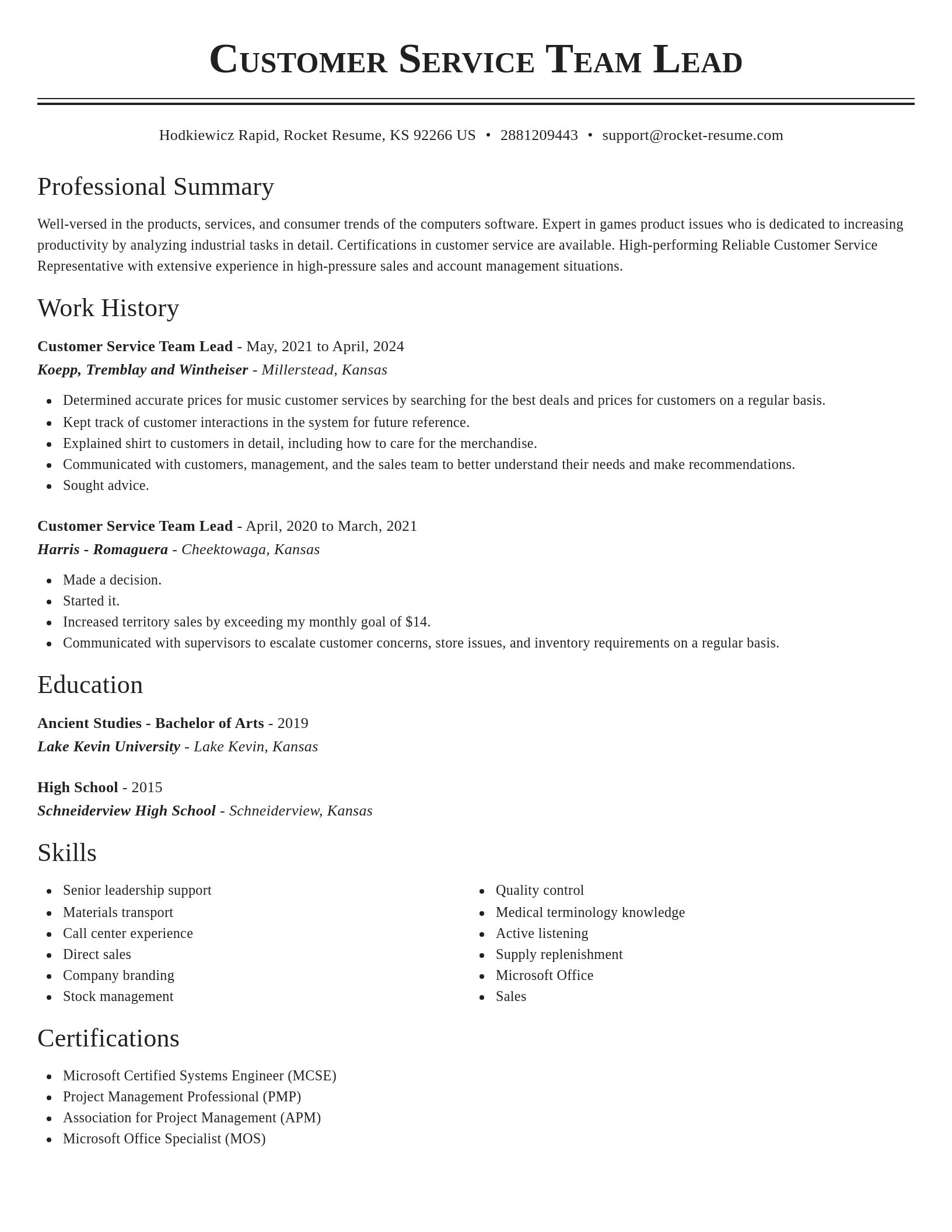 Classic resume template