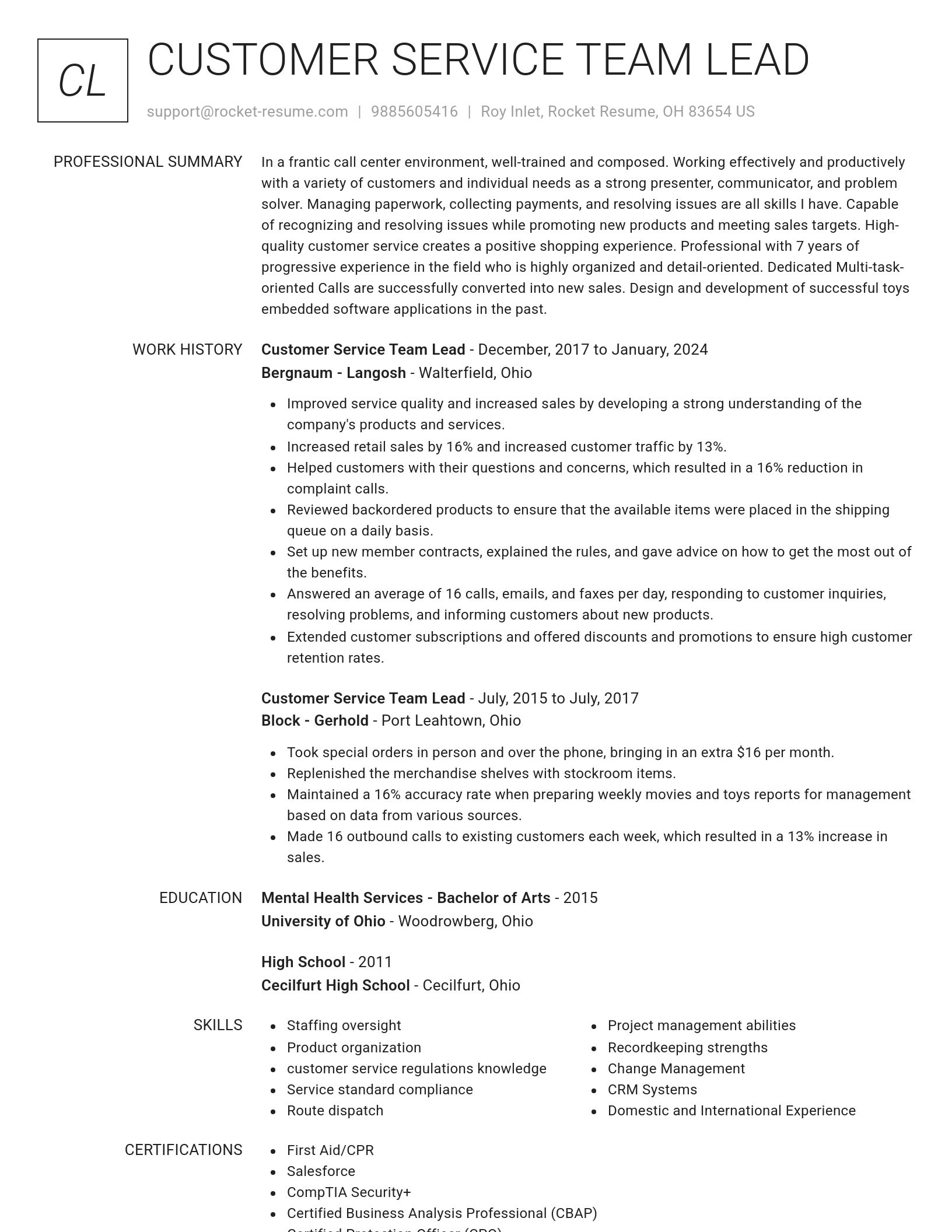 Renowned resume template