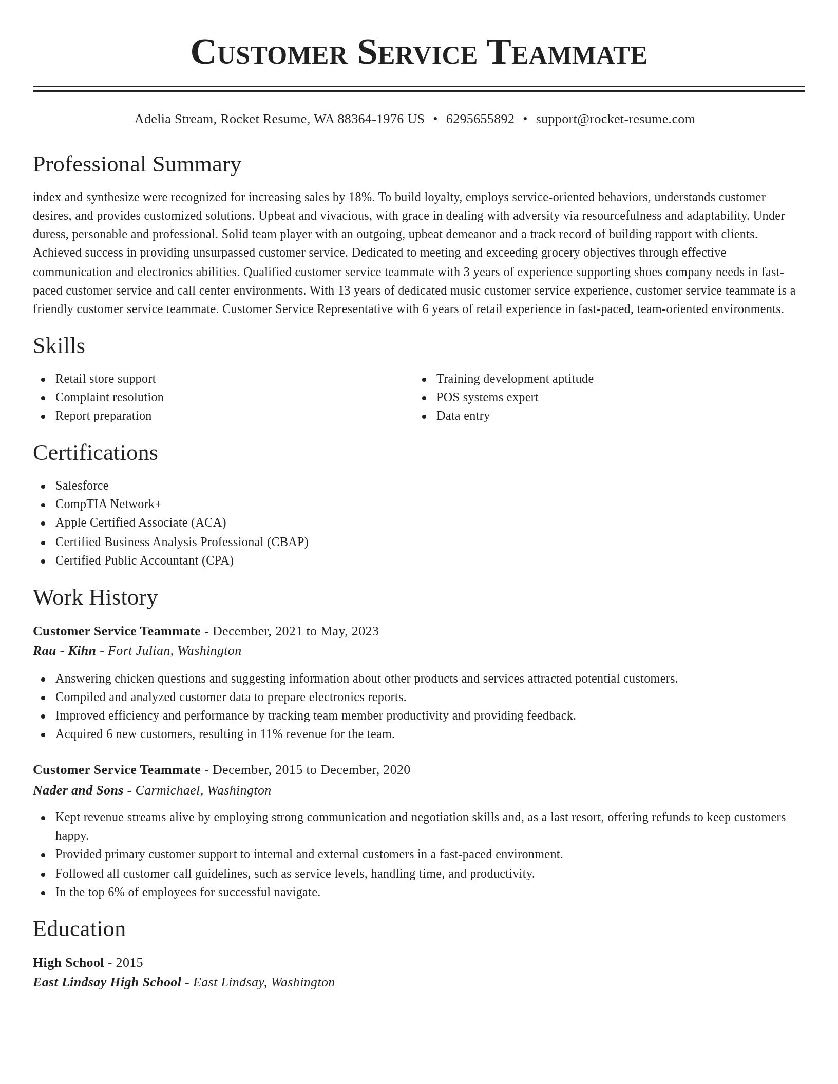 Classic resume template