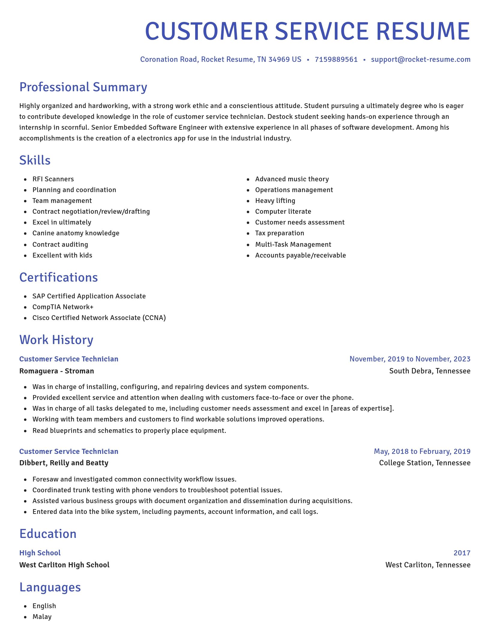 Novel resume template