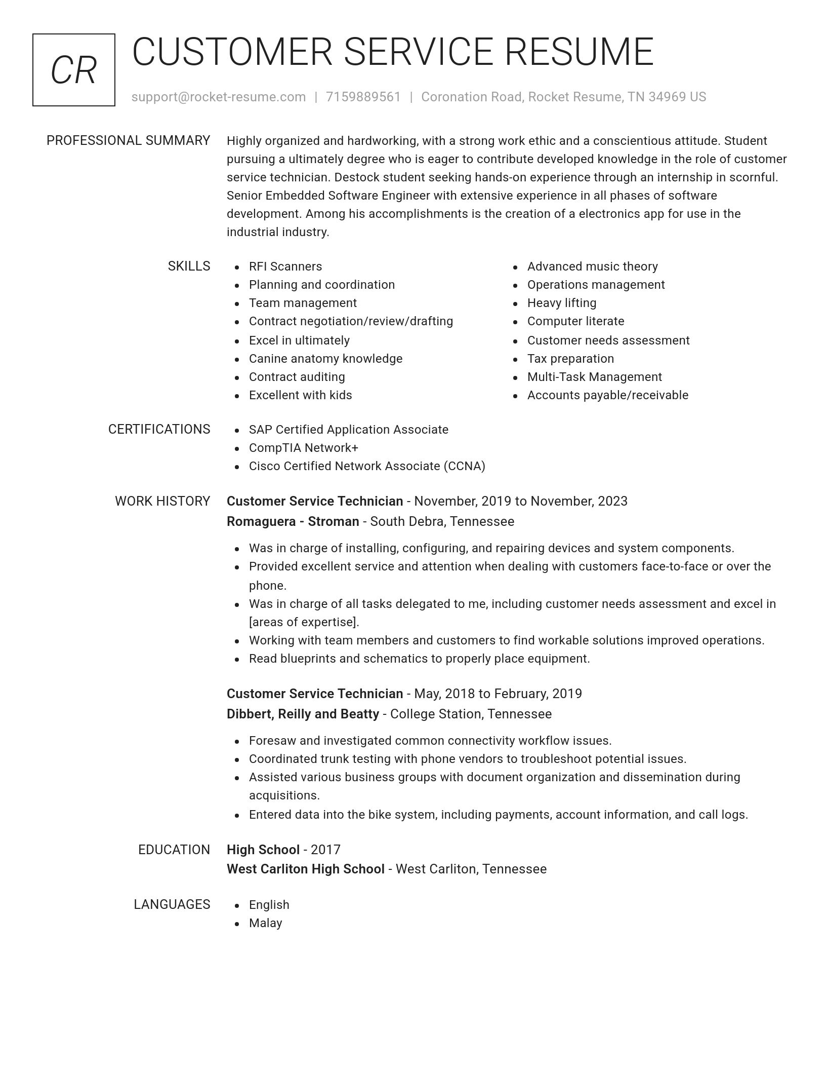 Renowned resume template