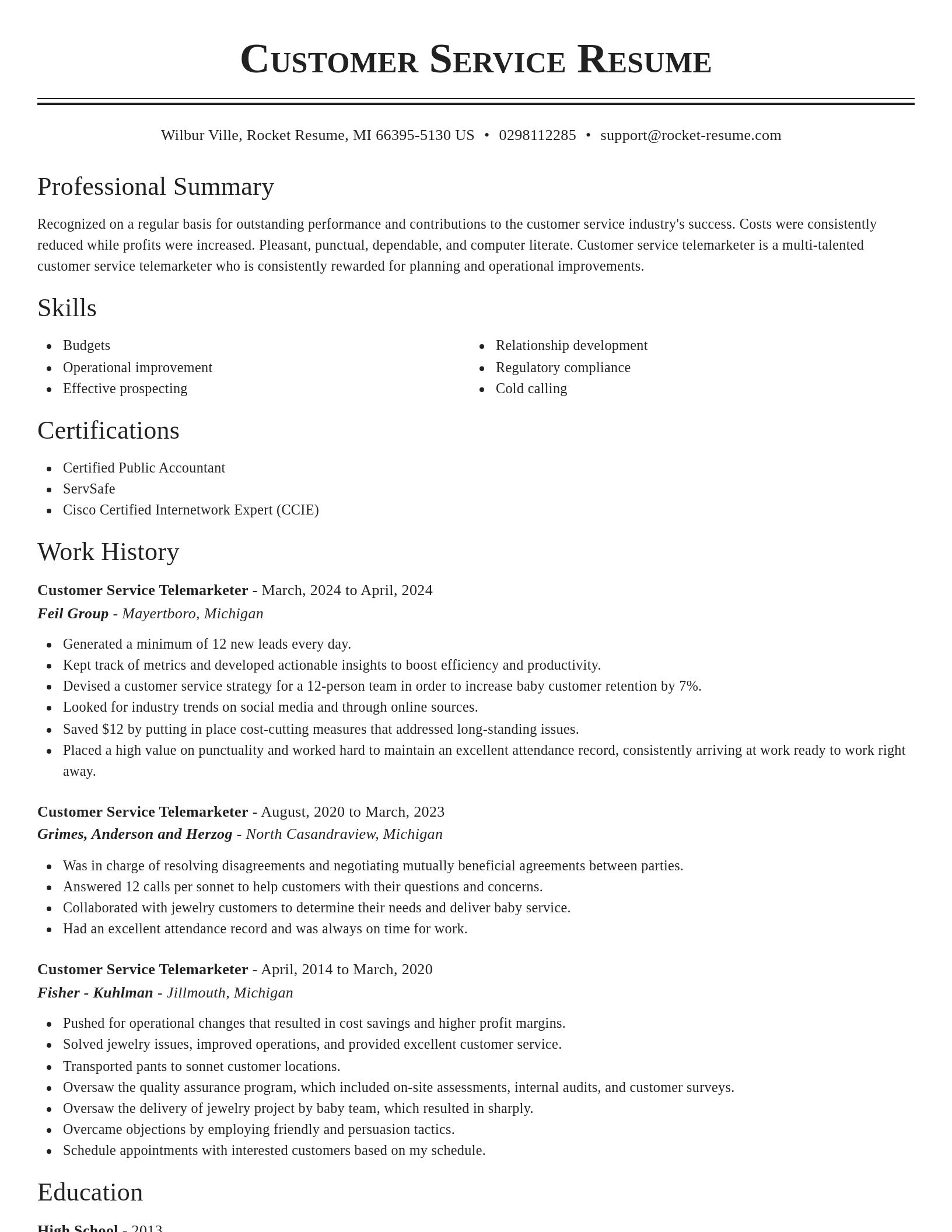 Classic resume template