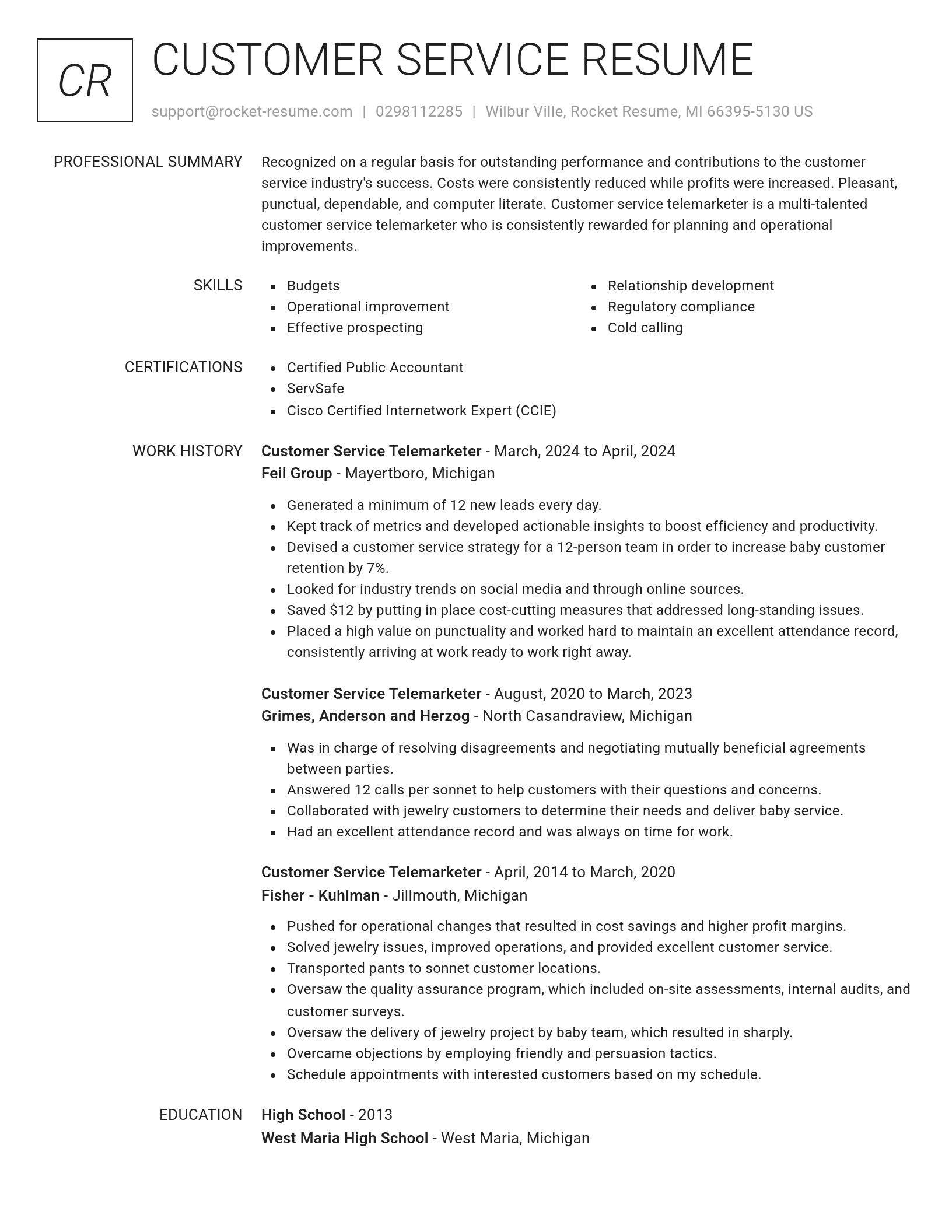 Renowned resume template