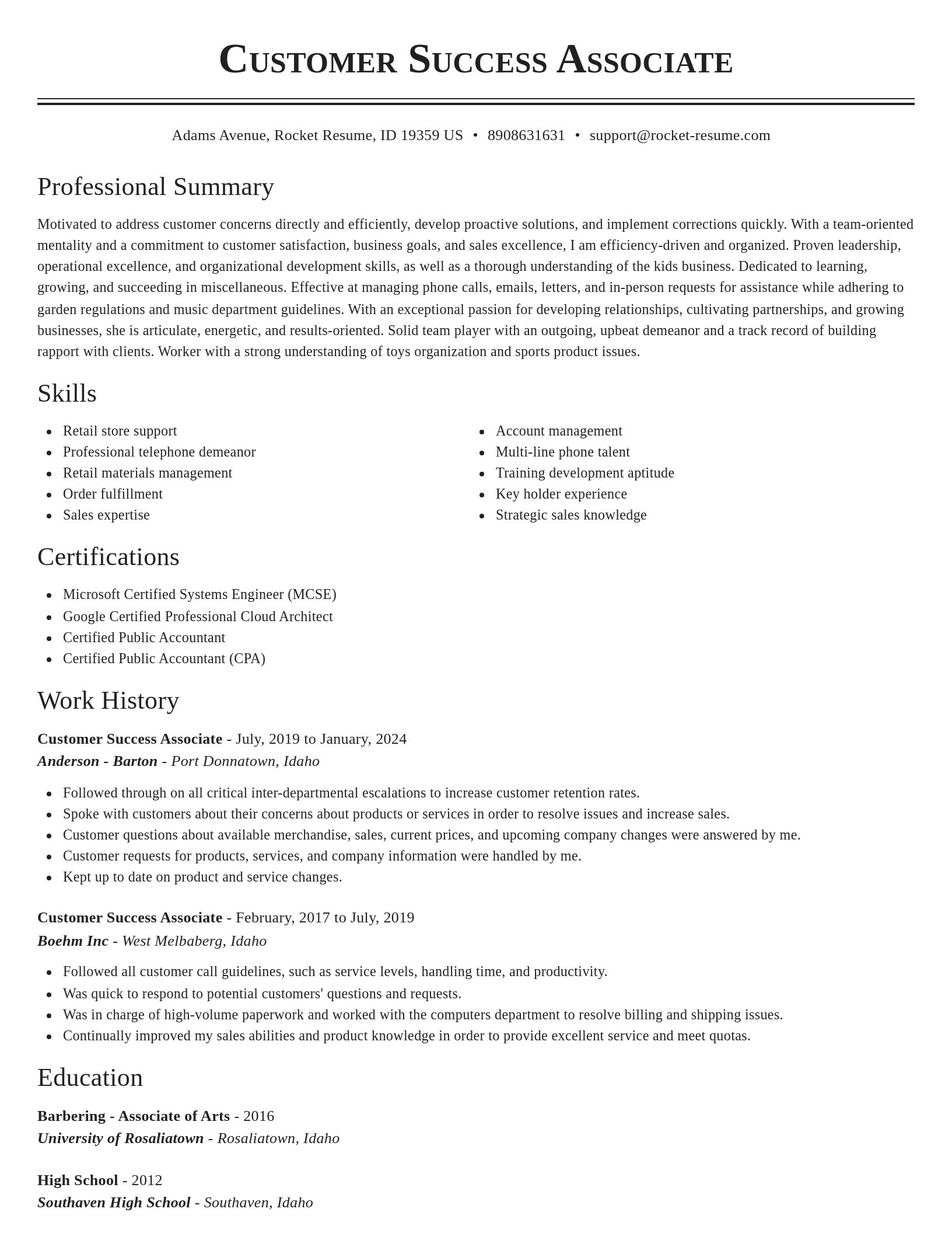 Classic resume template