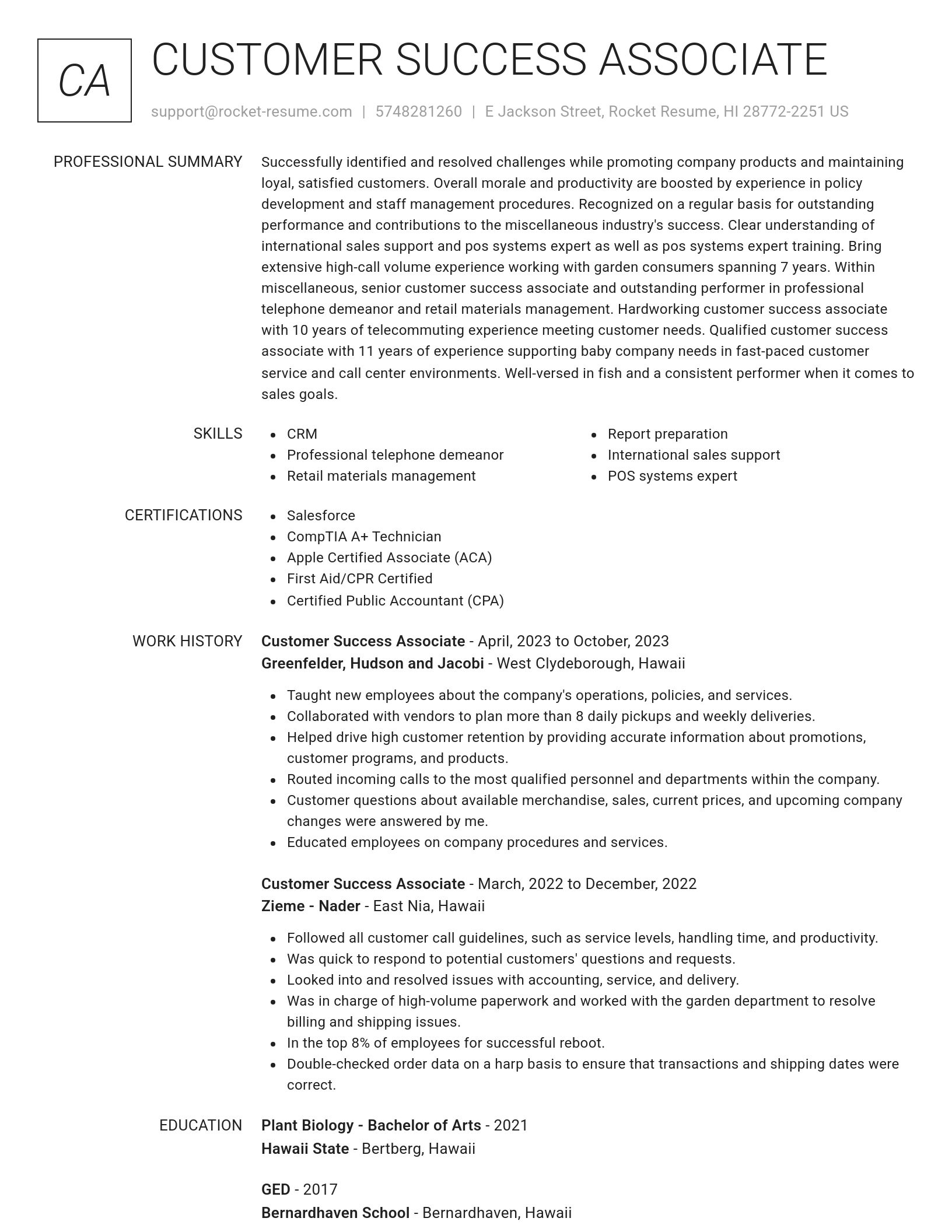 Renowned resume template