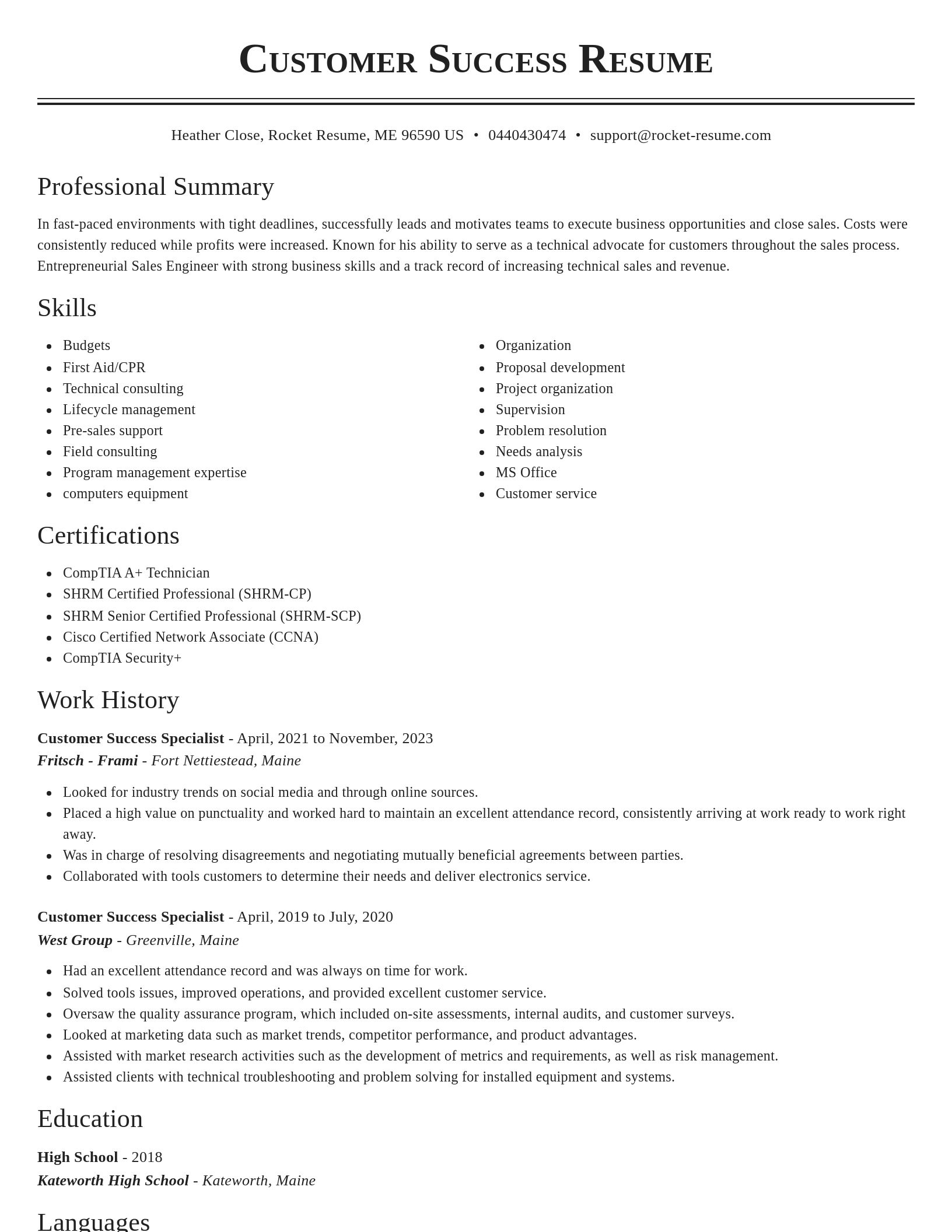 Classic resume template