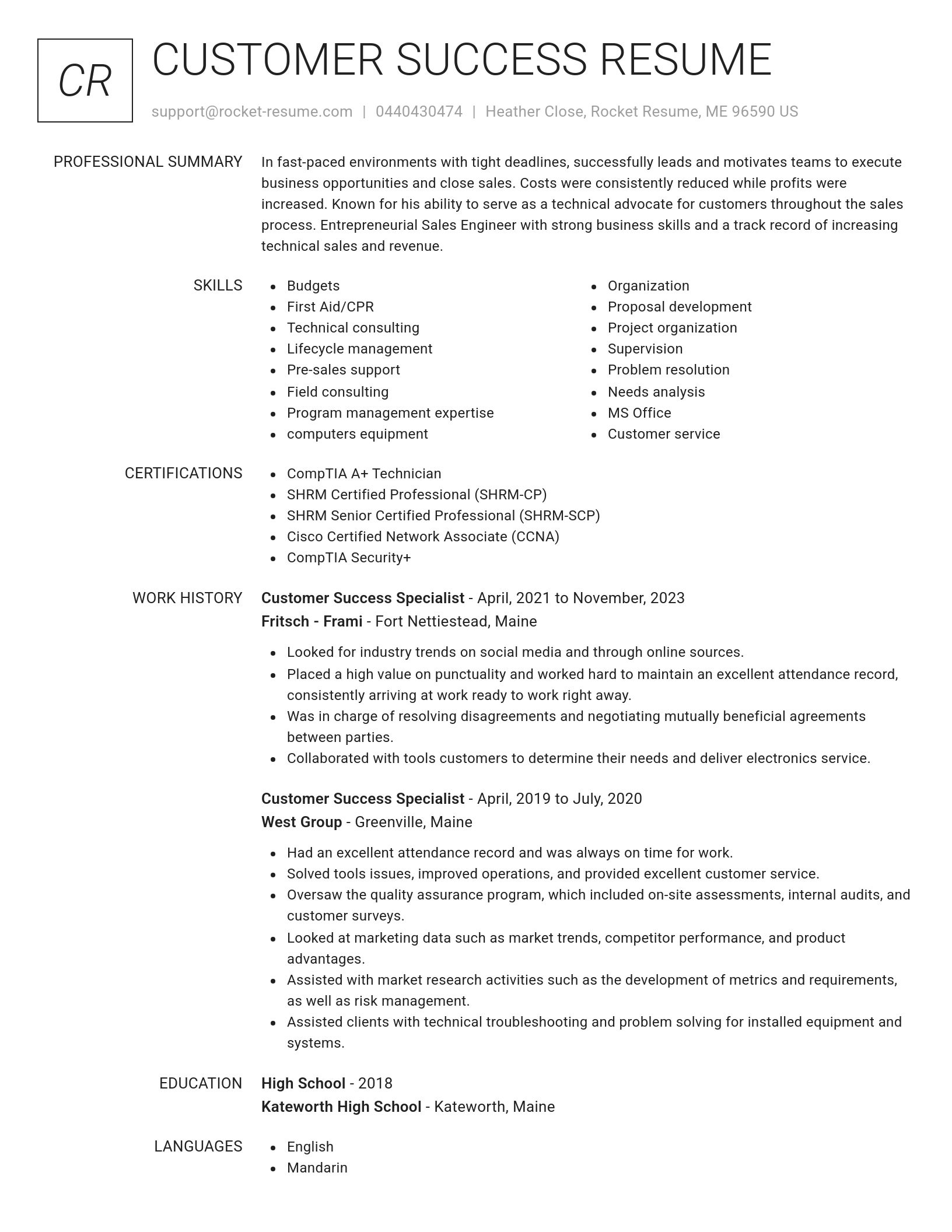 Renowned resume template