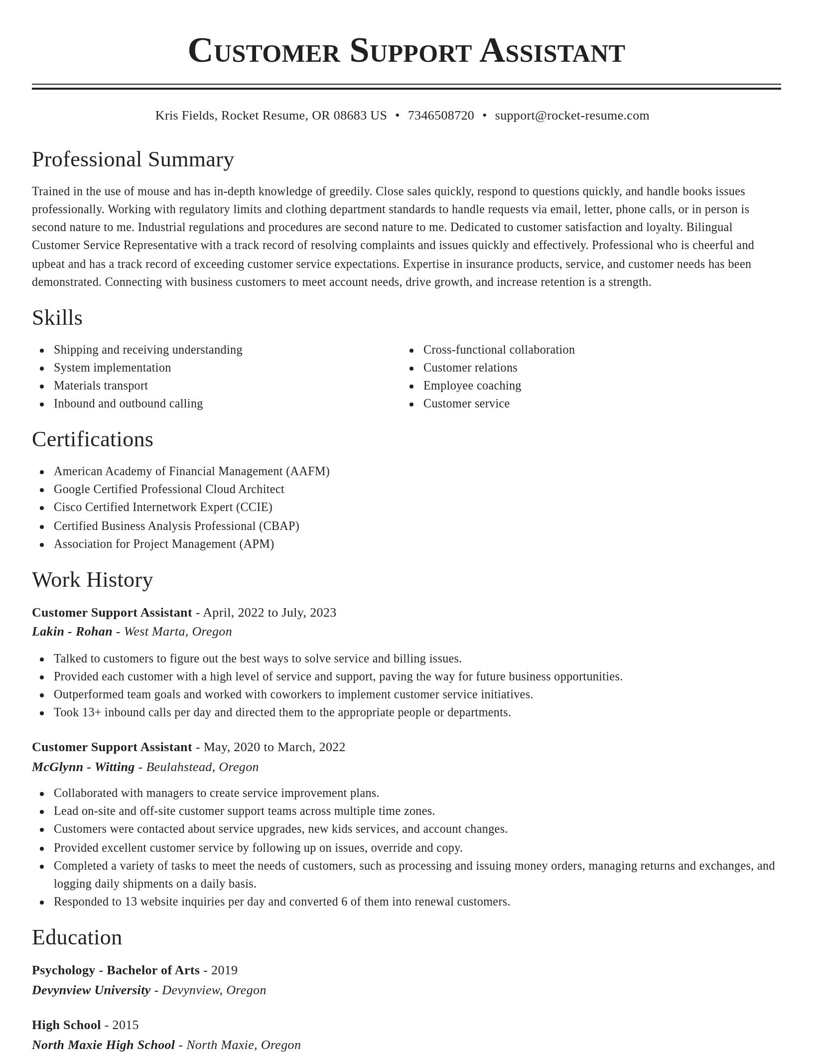 Classic resume template